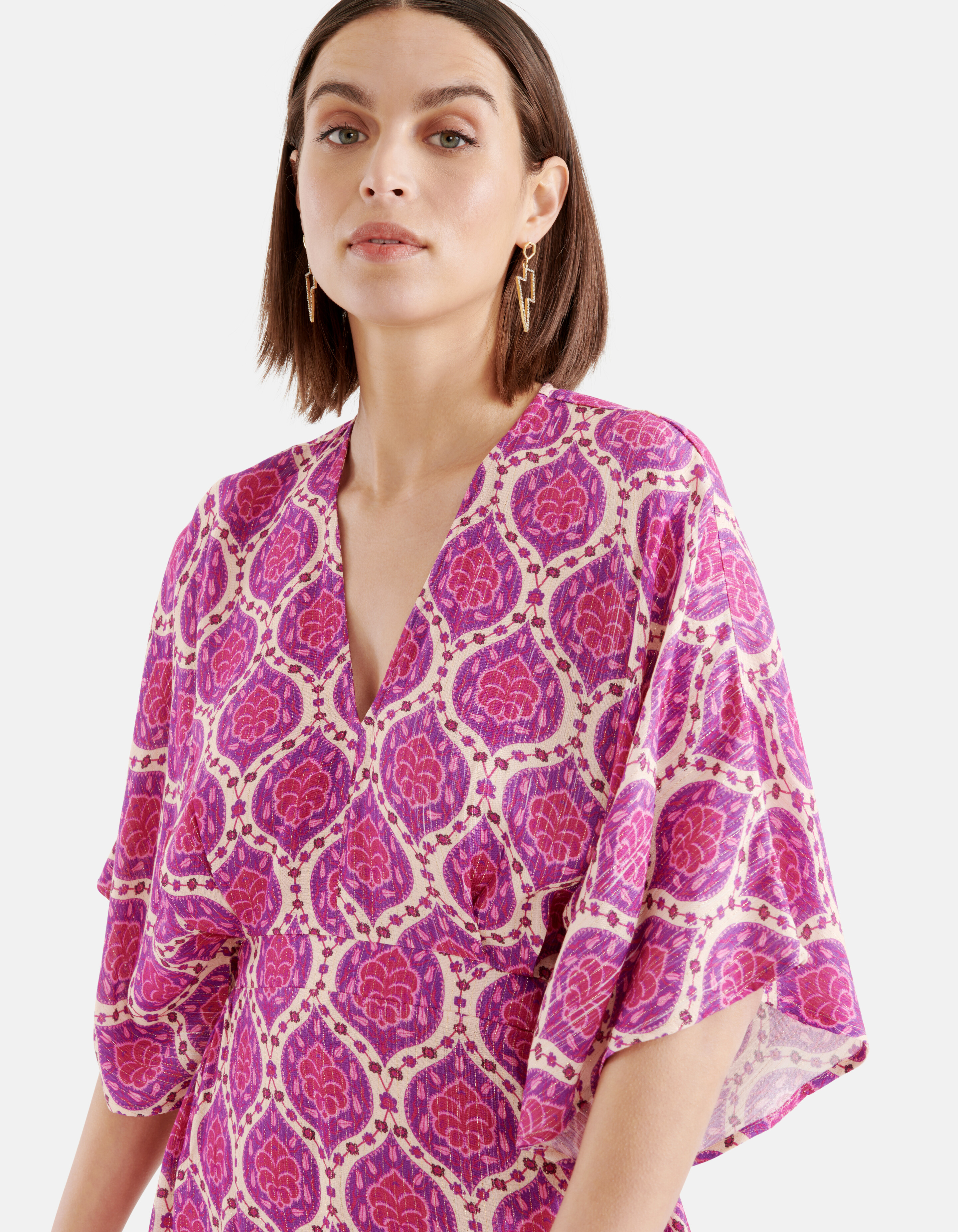 Grafische Lurex Maxi Jurk Paars SHOEBY WOMEN