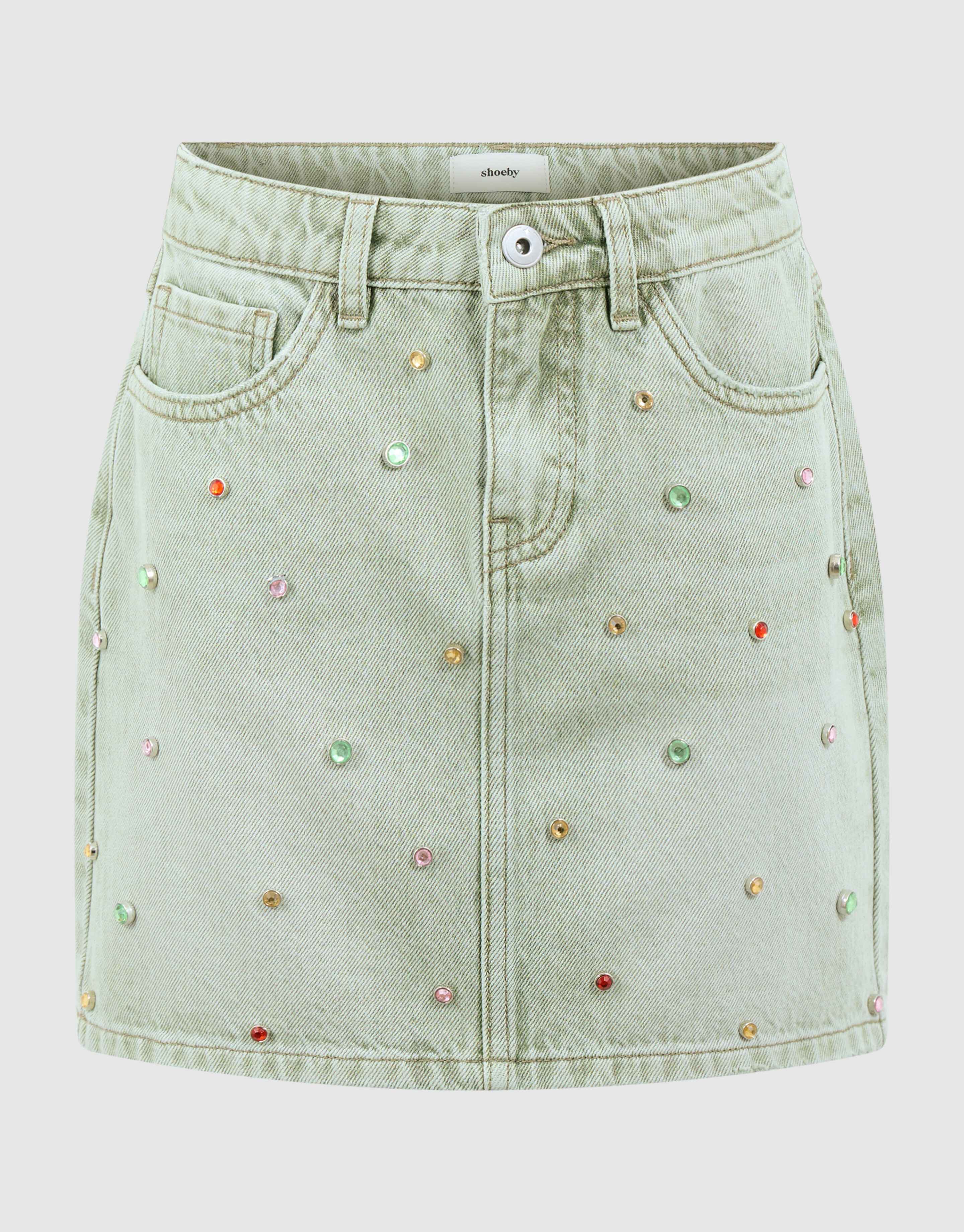 Rhinestone Denim Rok Groen SHOEBY GIRLS