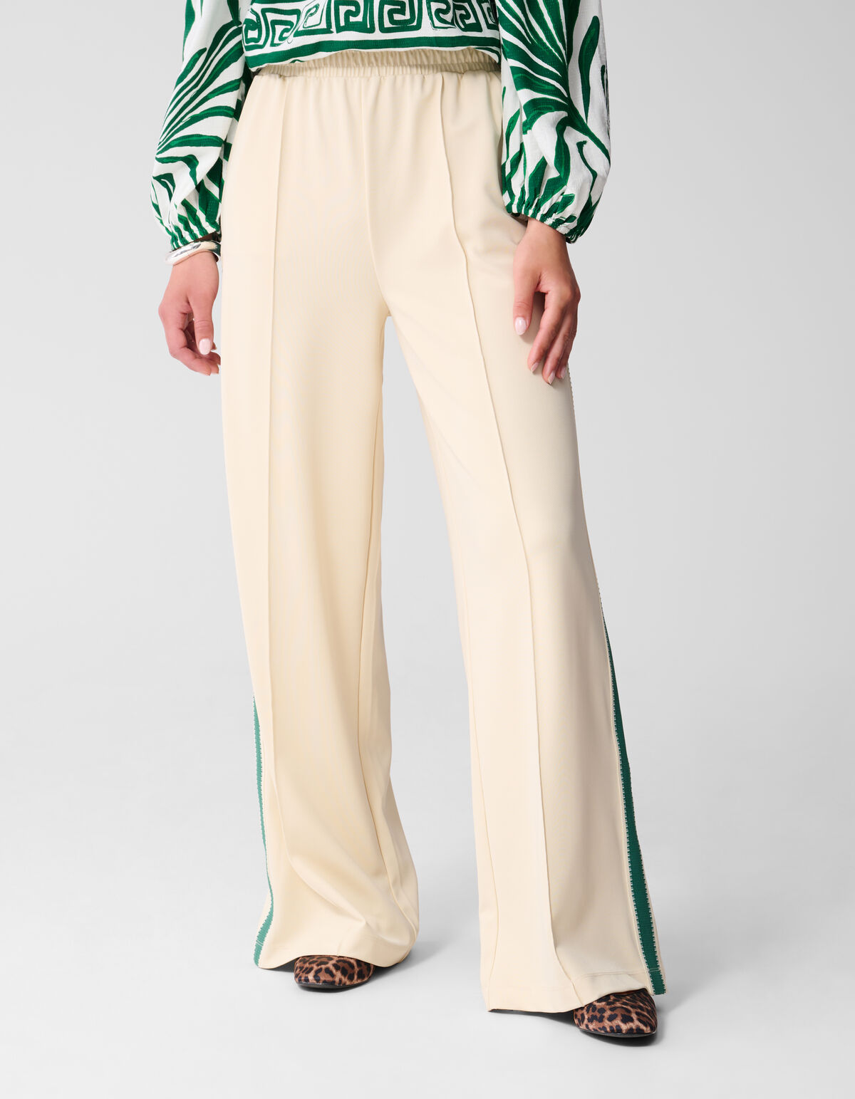 Tape Wide Leg Broek Gebroken Wit SHOEBY WOMEN