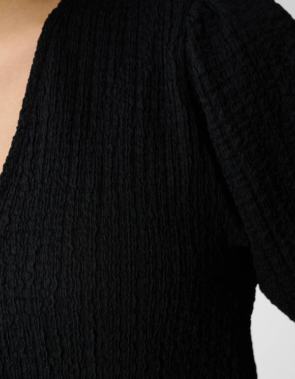 Crinkle V-Hals Top Zwart SHOEBY WOMEN