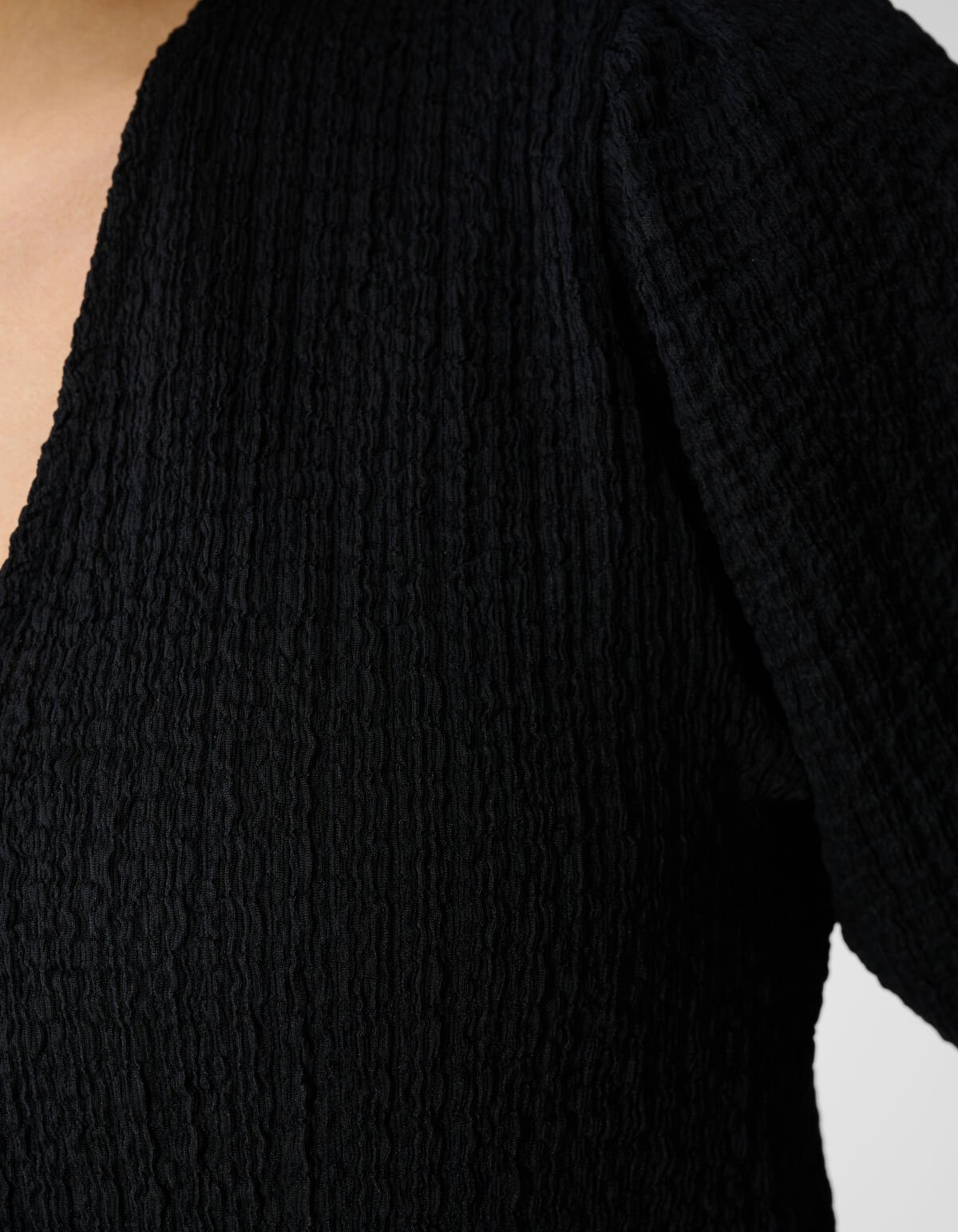 Crinkle V-Hals Top Zwart SHOEBY WOMEN