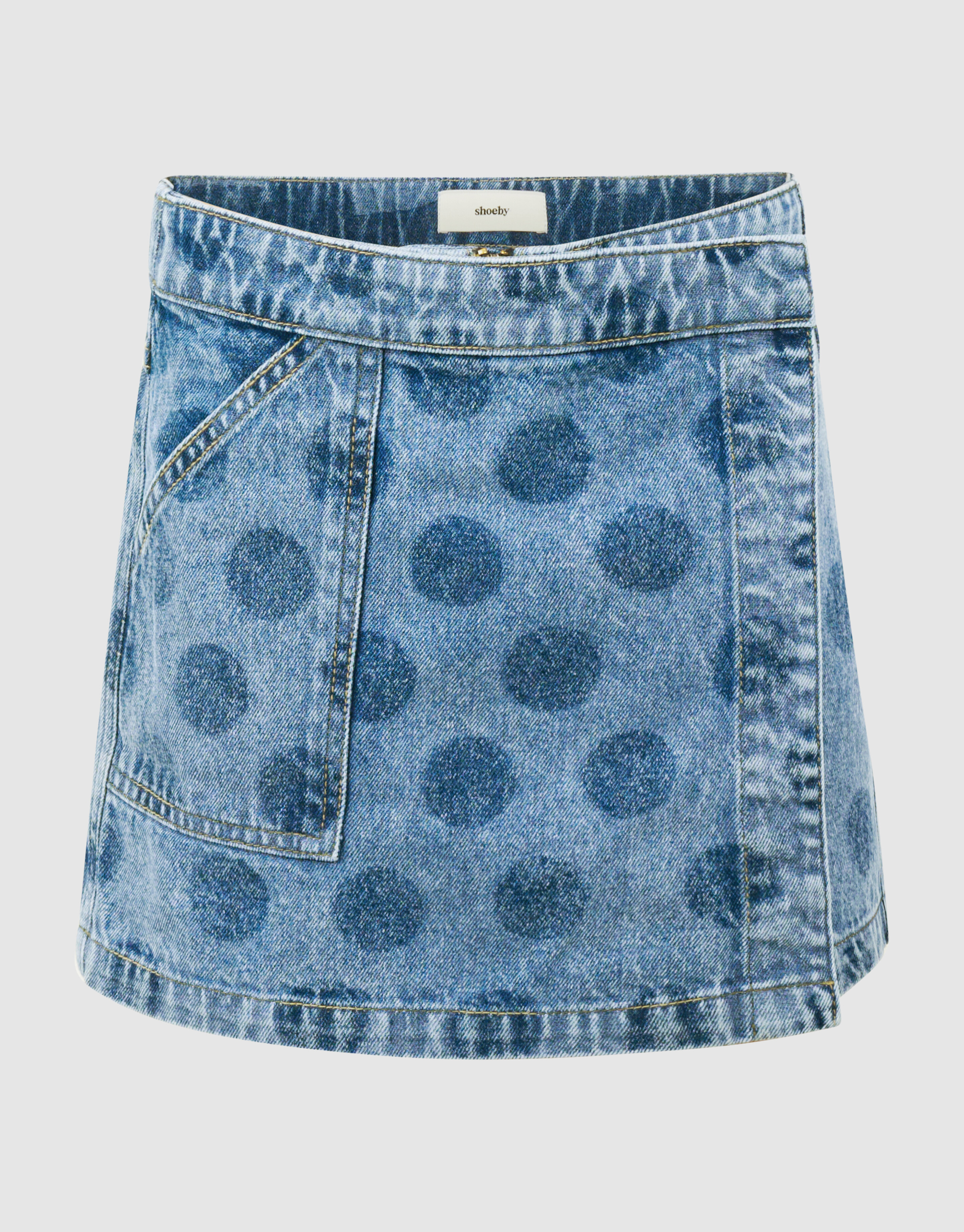 Polkadot Overslag Denim Skort Blauw SHOEBY GIRLS