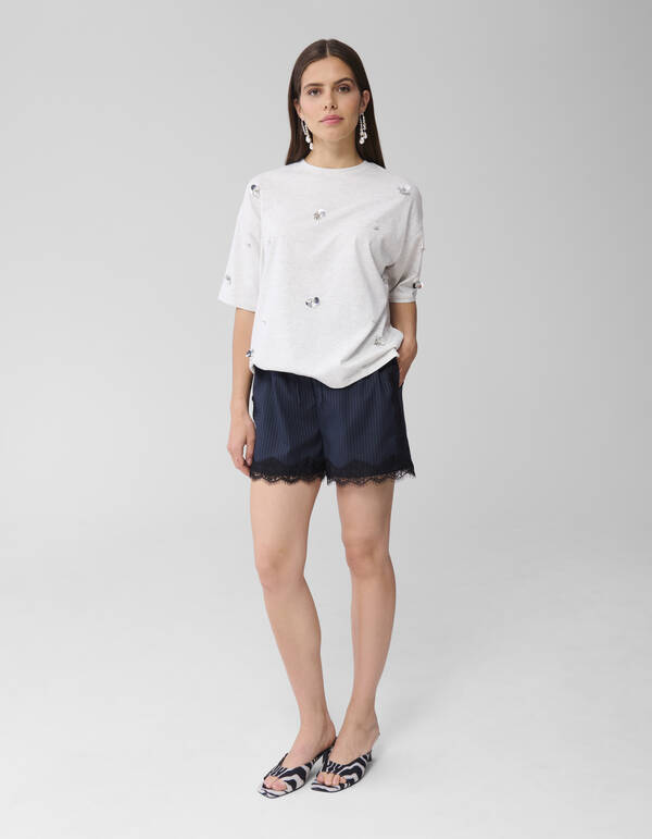 Oversized Embellished T-shirt Grijs SHOEBY WOMEN