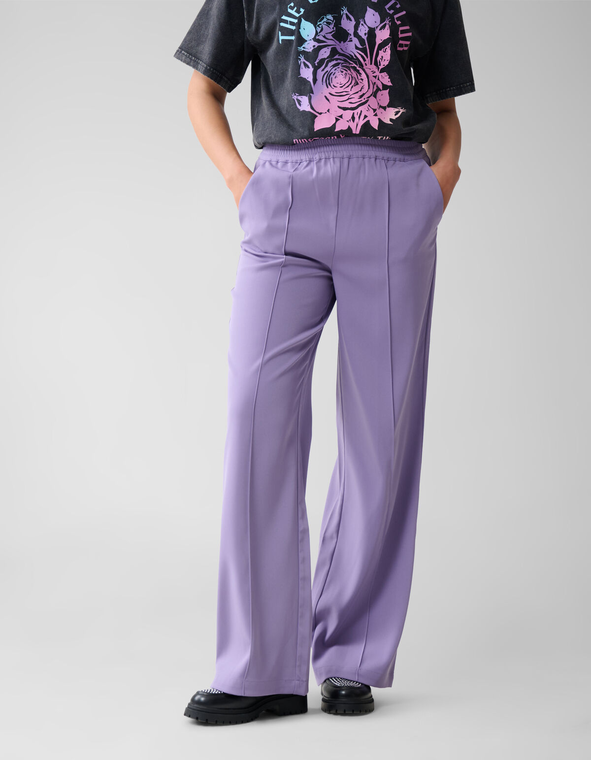 Basis Wide Leg Broek Paars SHOEBY WOMEN