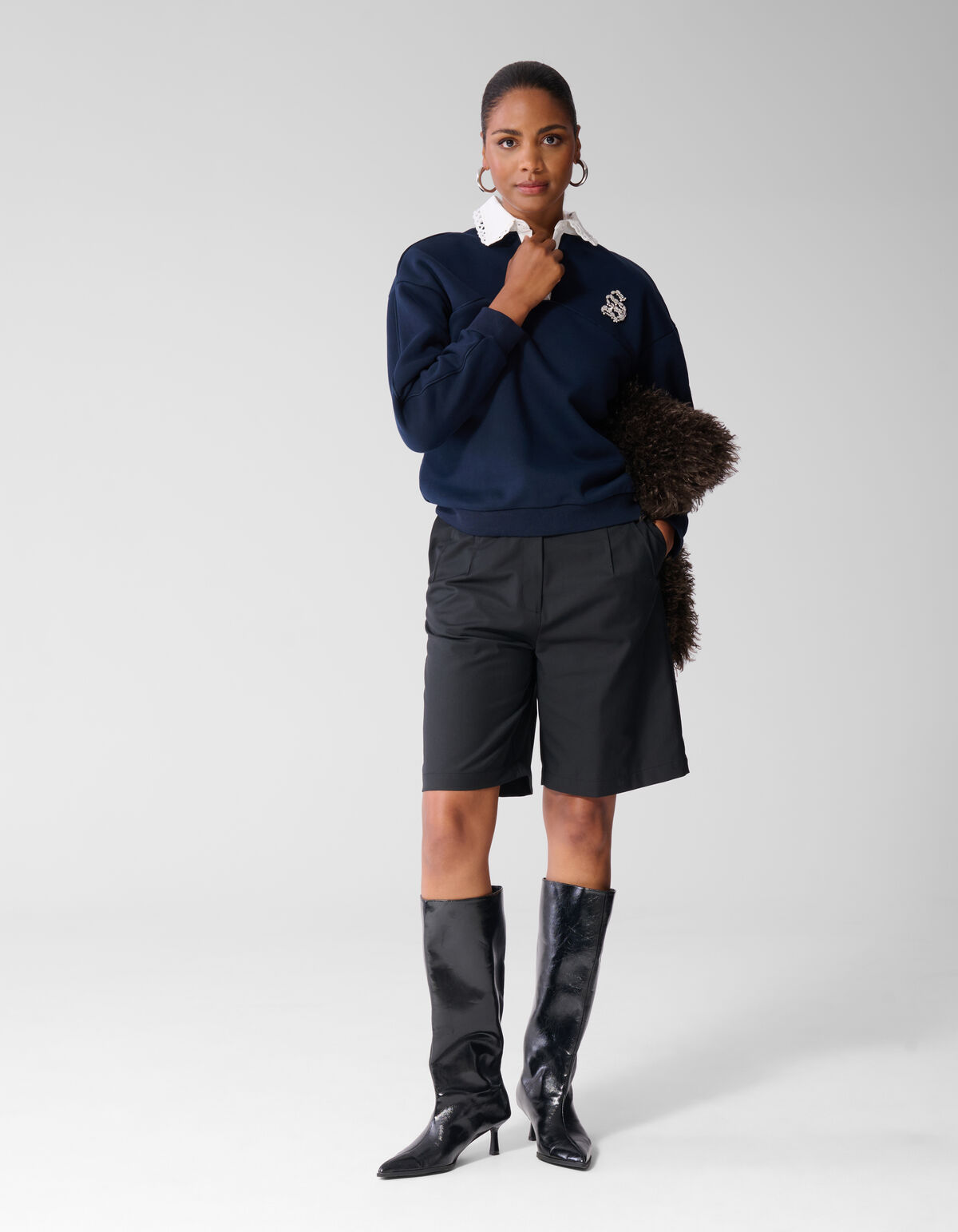 Sporty Polo Sweater Donkerblauw SHOEBY WOMEN