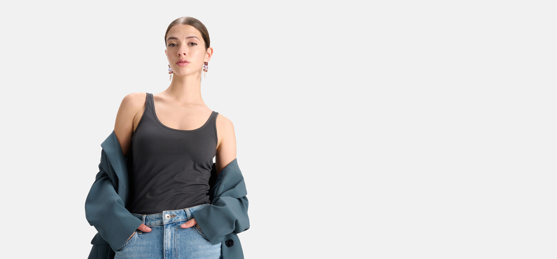 Basis Tanktop Donkergrijs SHOEBY WOMEN