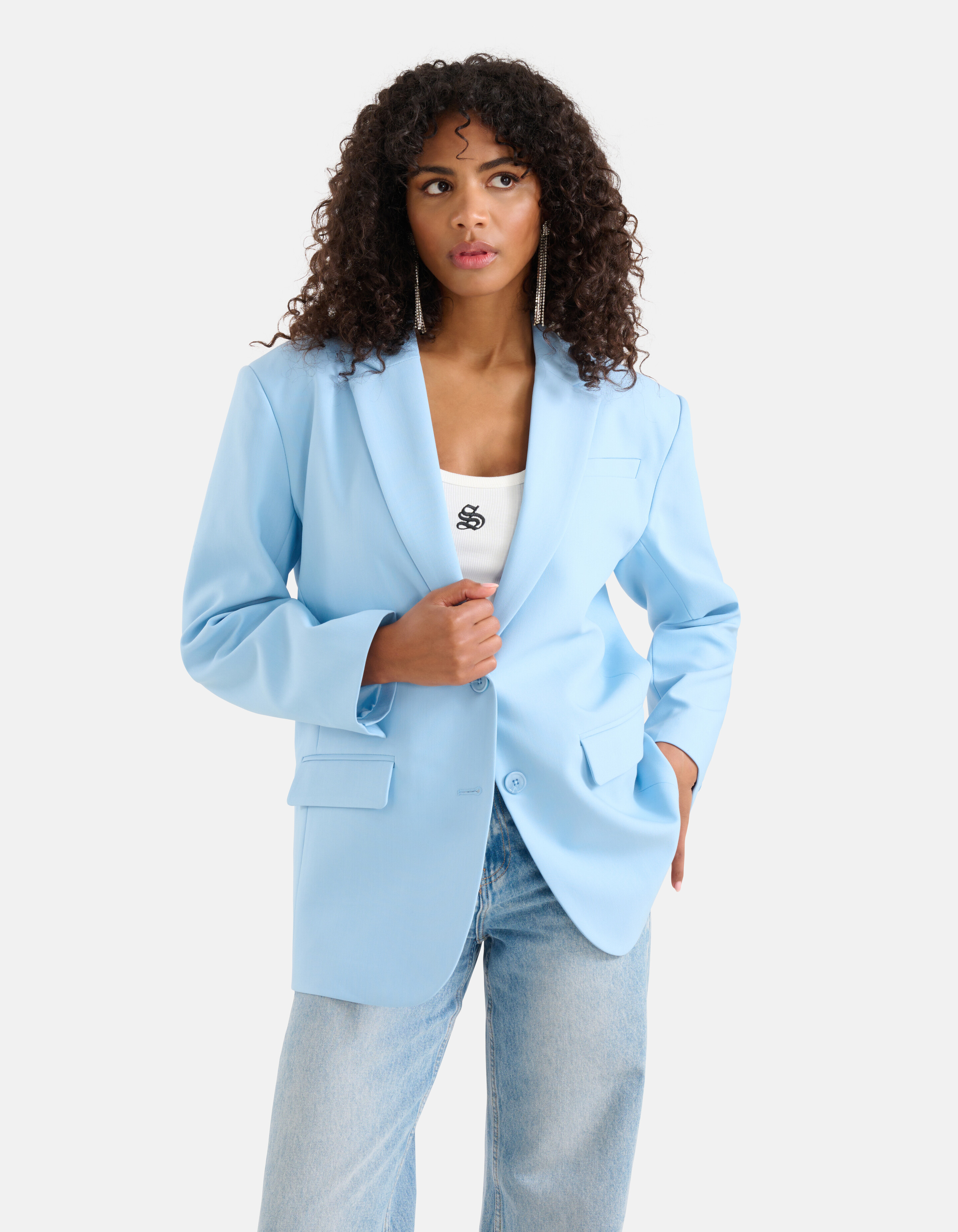 Oversized Basis Blazer Lichtblauw SHOEBY WOMEN