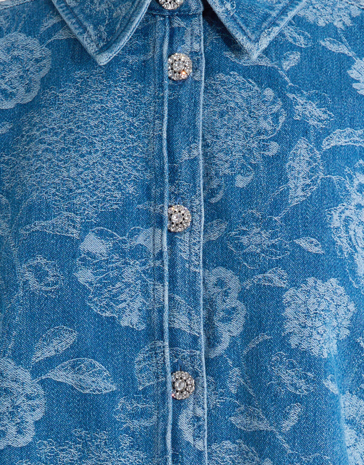 Oversized Flower Denim Blouse Blauw SHOEBY WOMEN