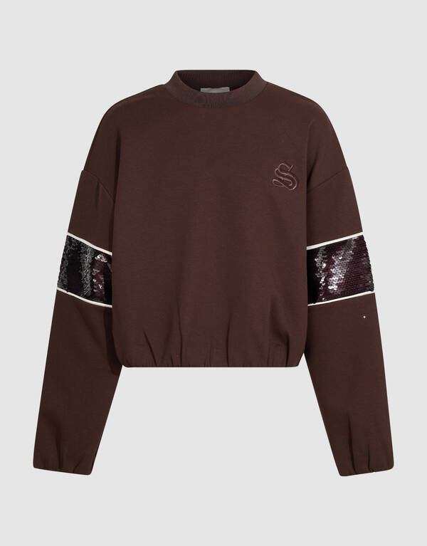 Sporty Pailletten Sweater Bruin SHOEBY GIRLS