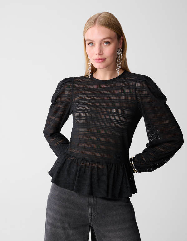 Mesh Structuur Top Zwart SHOEBY WOMEN