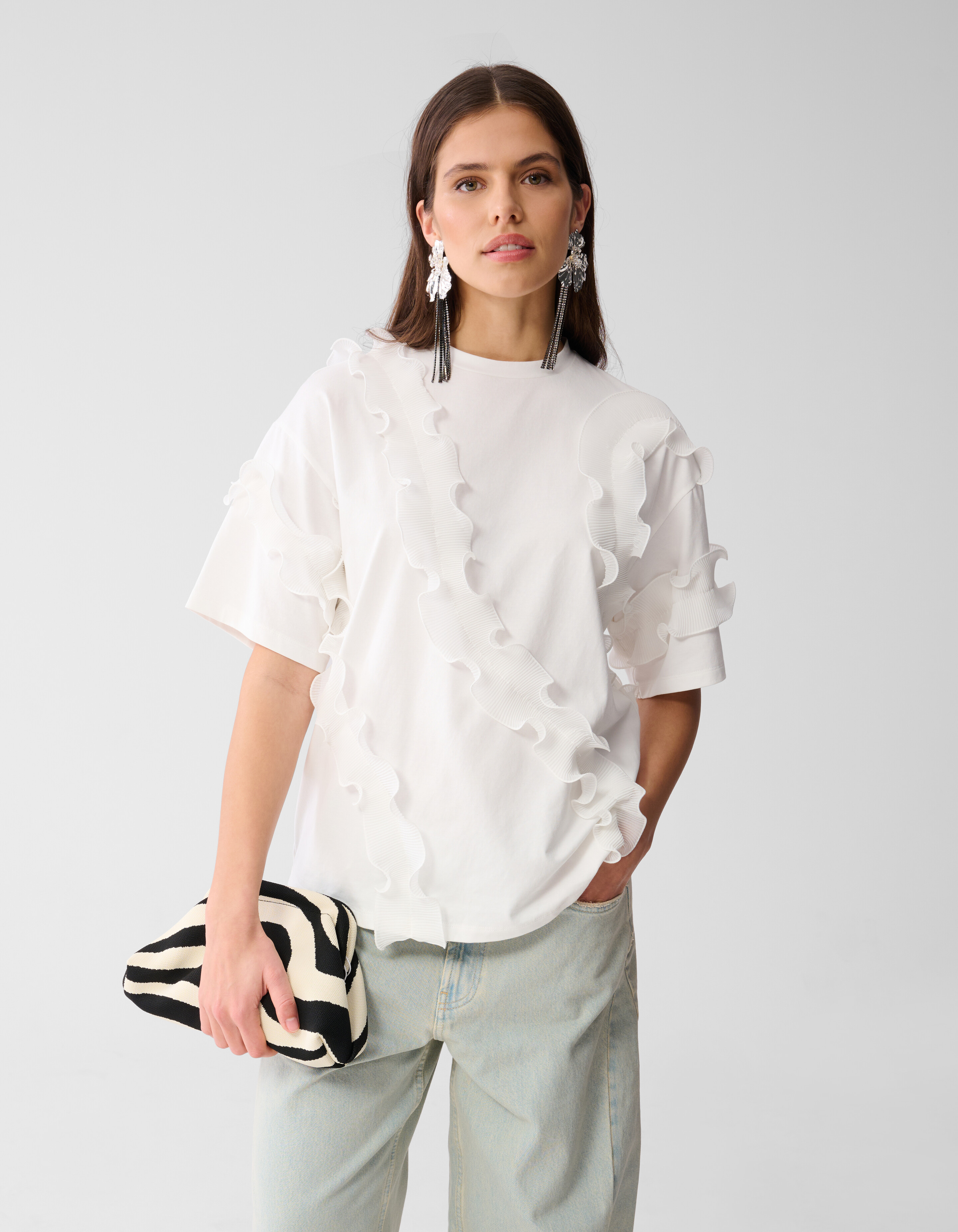 Ruffle T-shirt Wit SHOEBY WOMEN