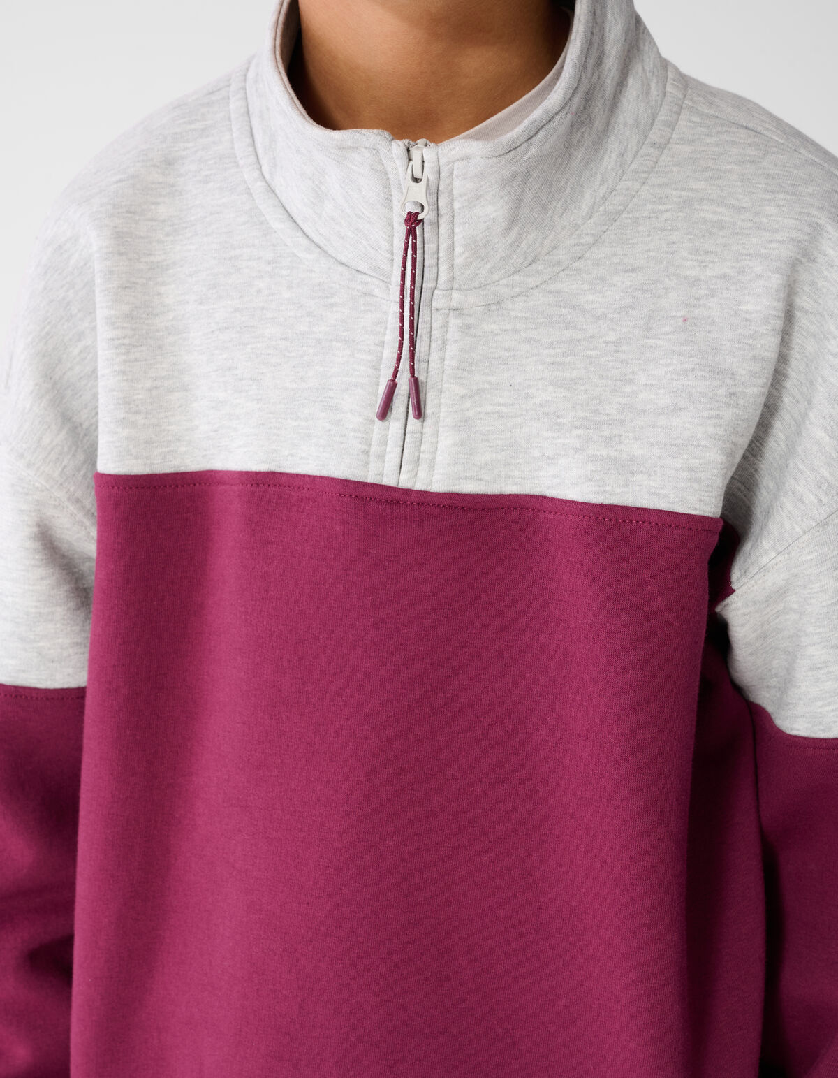 Sporty Zip Sweater Grijs/Donkerrood SHOEBY BOYS