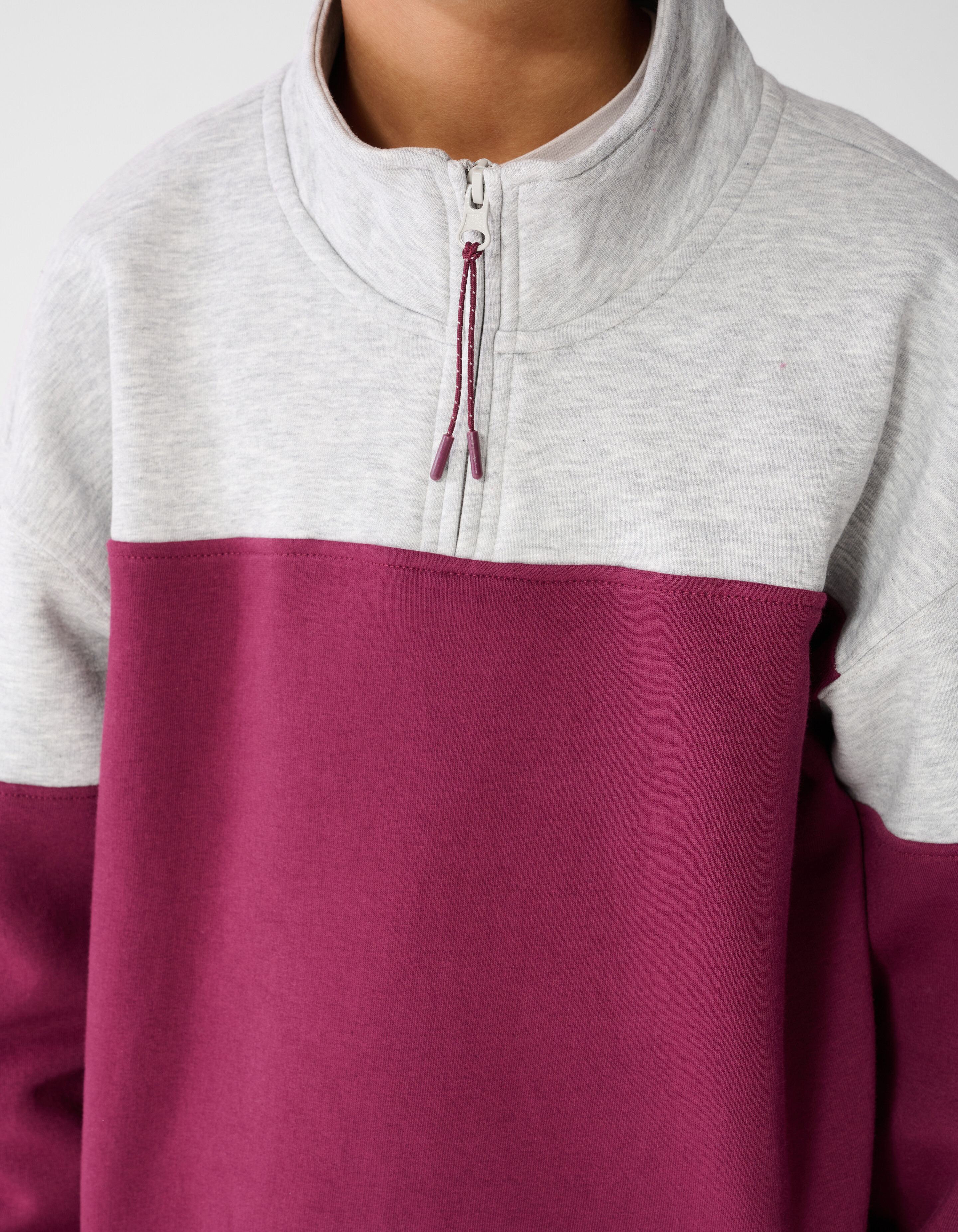 Sporty Zip Sweater Grijs/Donkerrood SHOEBY BOYS