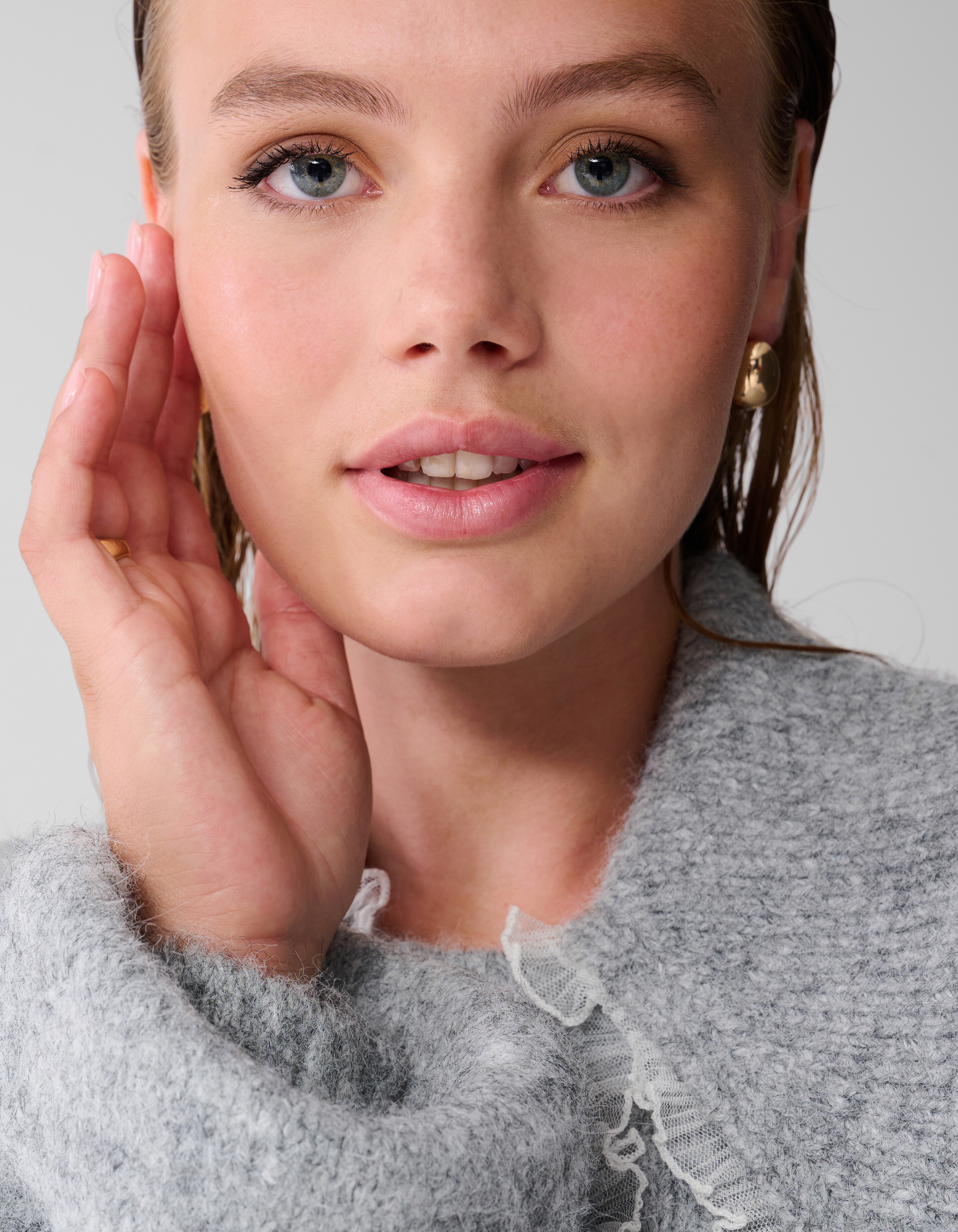 Collar Knit Trui Lichtgrijs SHOEBY WOMEN