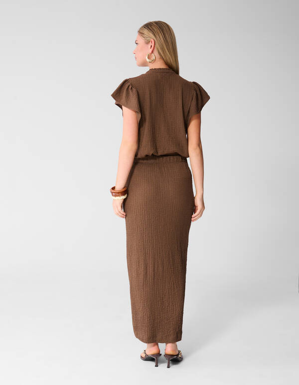 Crinkle Ruffle Top Bruin SHOEBY WOMEN