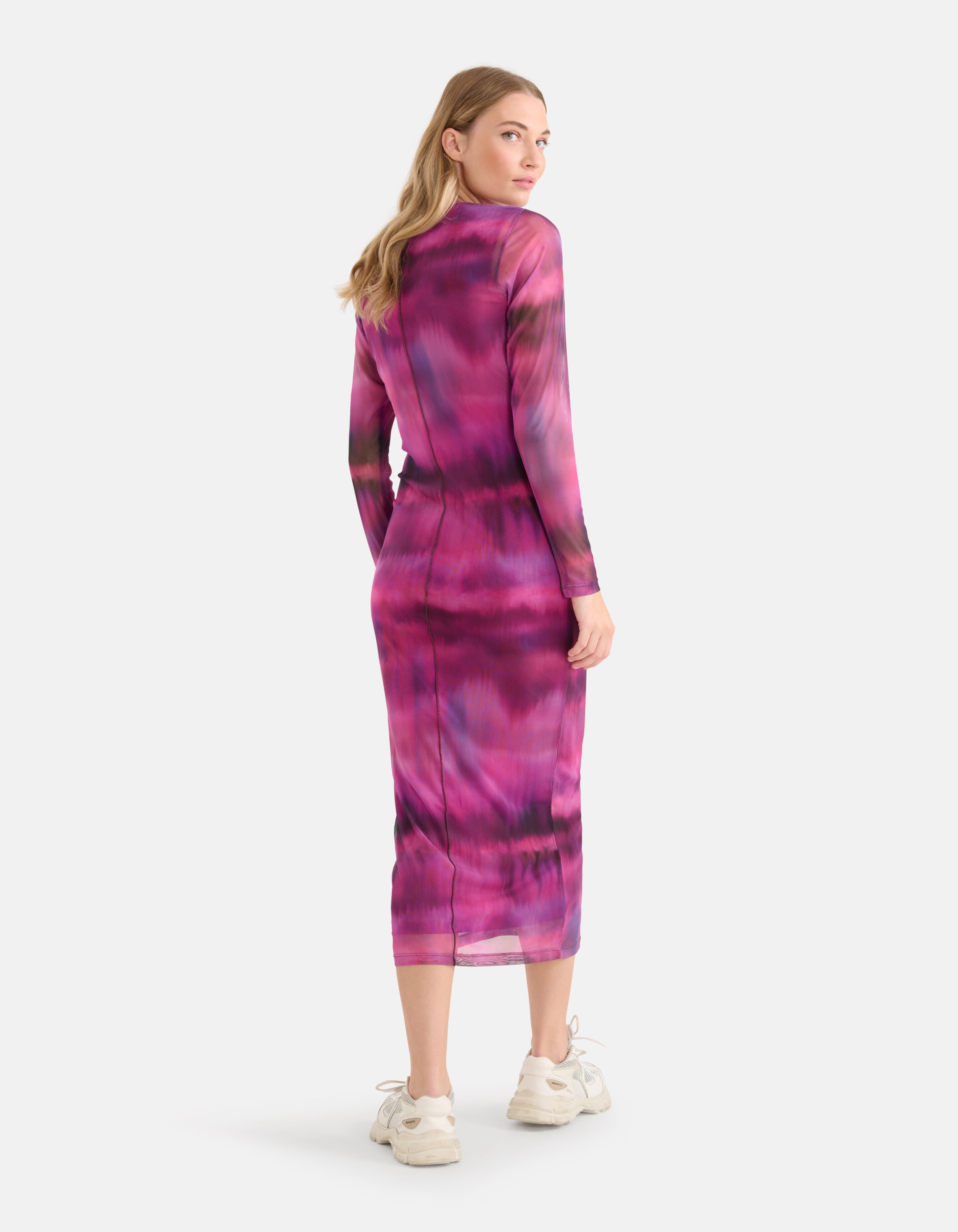 Blurry Stripe Mesh Jurk Roze SHOEBY WOMEN