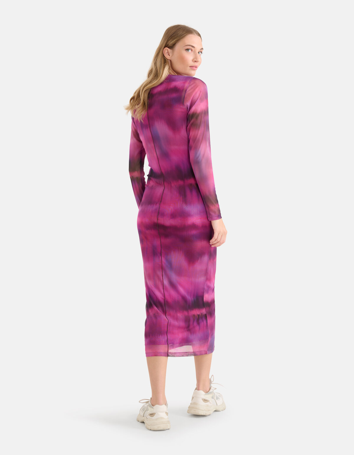 Blurry Stripe Mesh Jurk Roze SHOEBY WOMEN