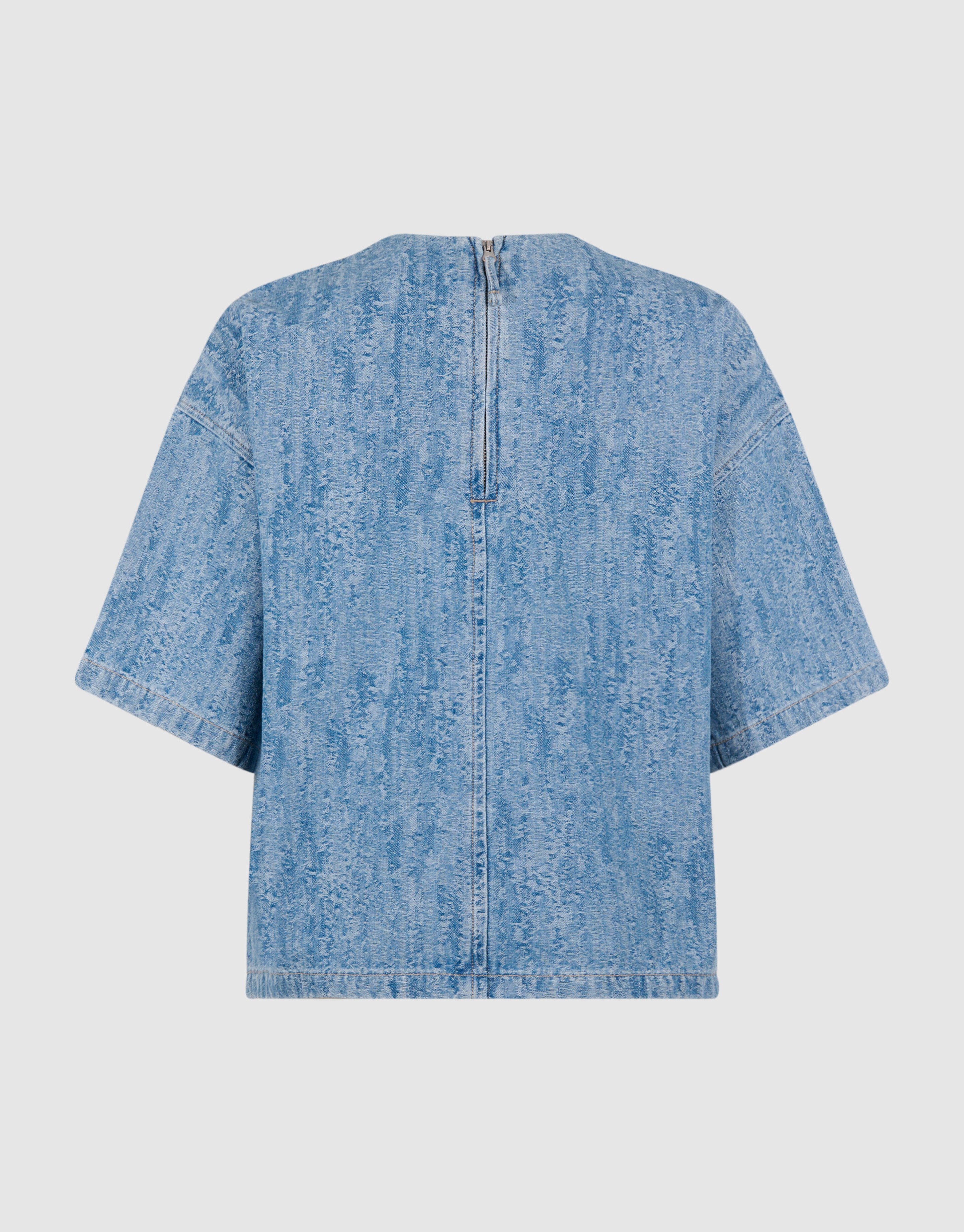 Oversized Jacquard Denim T-shirt Blauw SHOEBY WOMEN