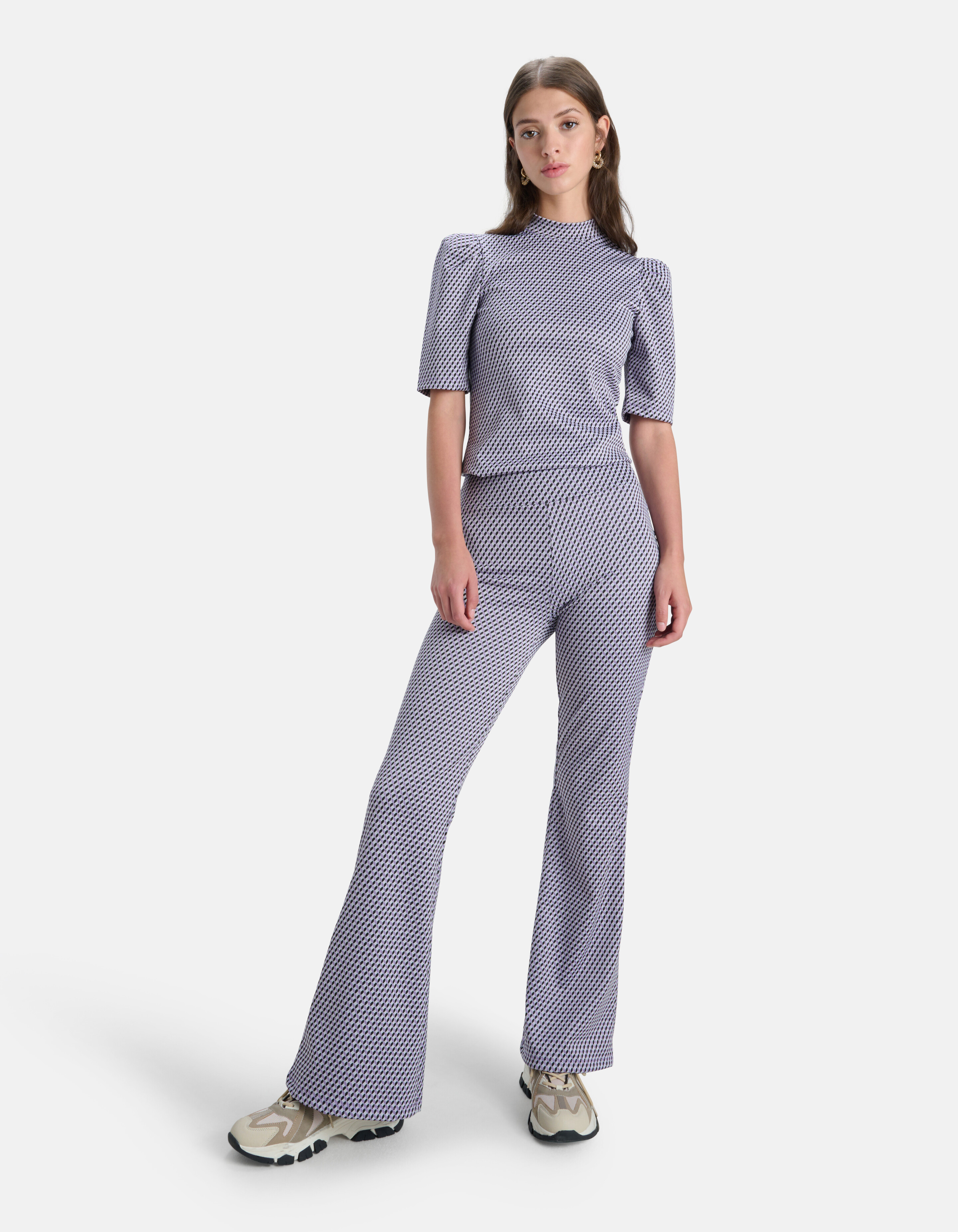 Grafische Flared Broek Paars SHOEBY WOMEN