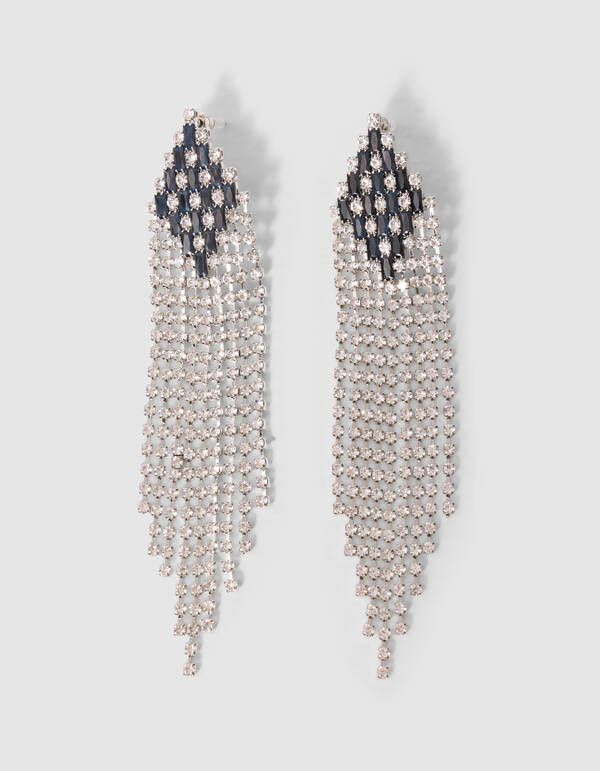 Ruit Strass Oorbellen Zilver SHOEBY ACCESSOIRES