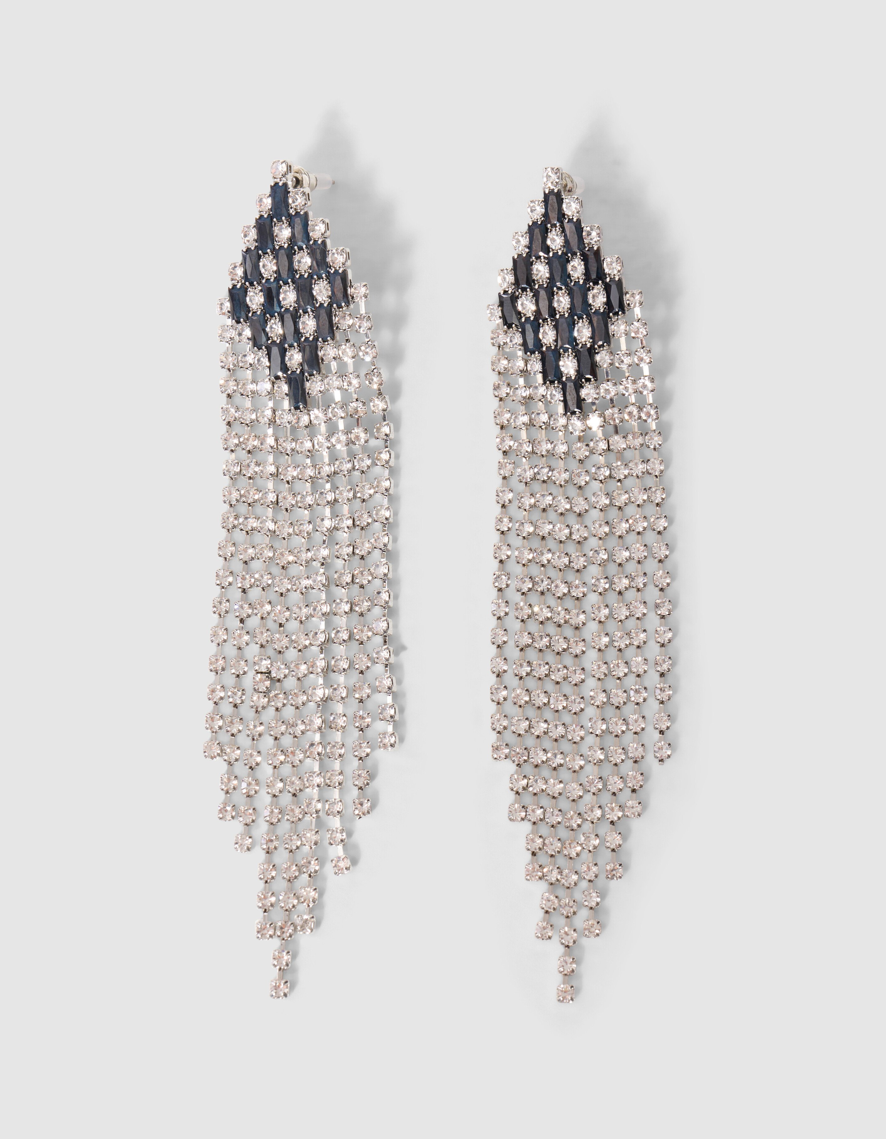 Ruit Strass Oorbellen Zilver SHOEBY ACCESSOIRES