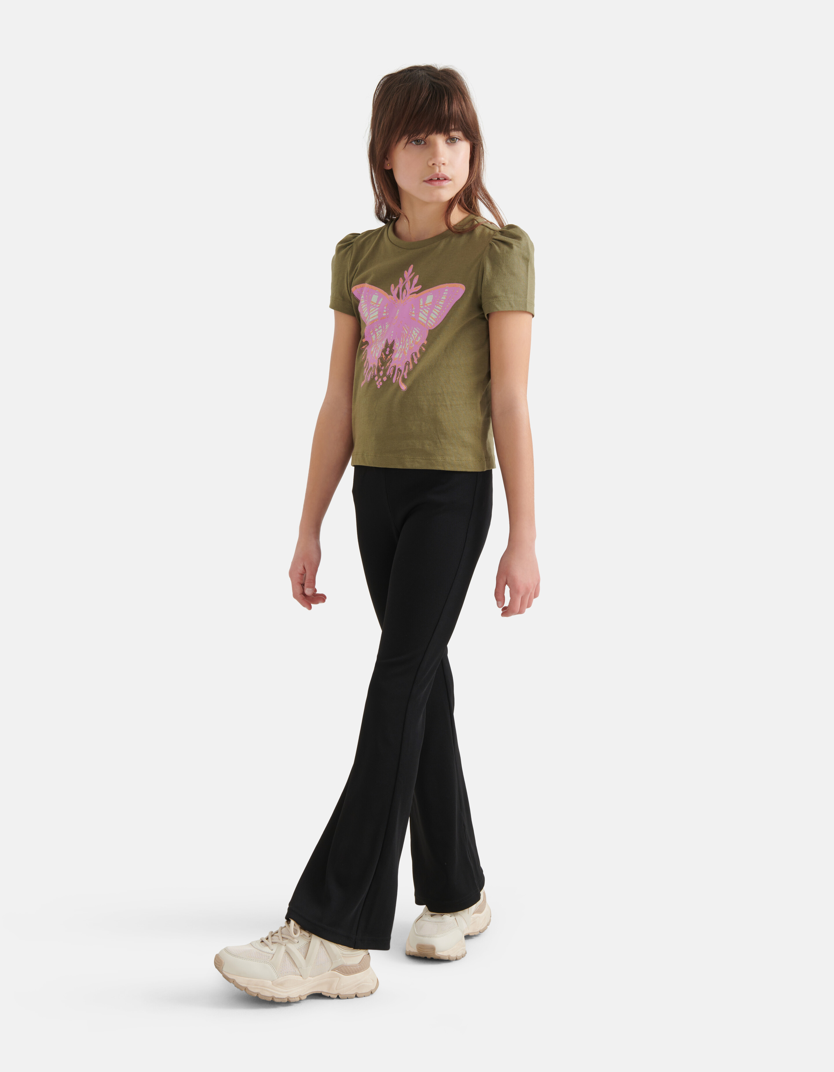 Vlinder T-shirt Donkergroen SHOEBY GIRLS