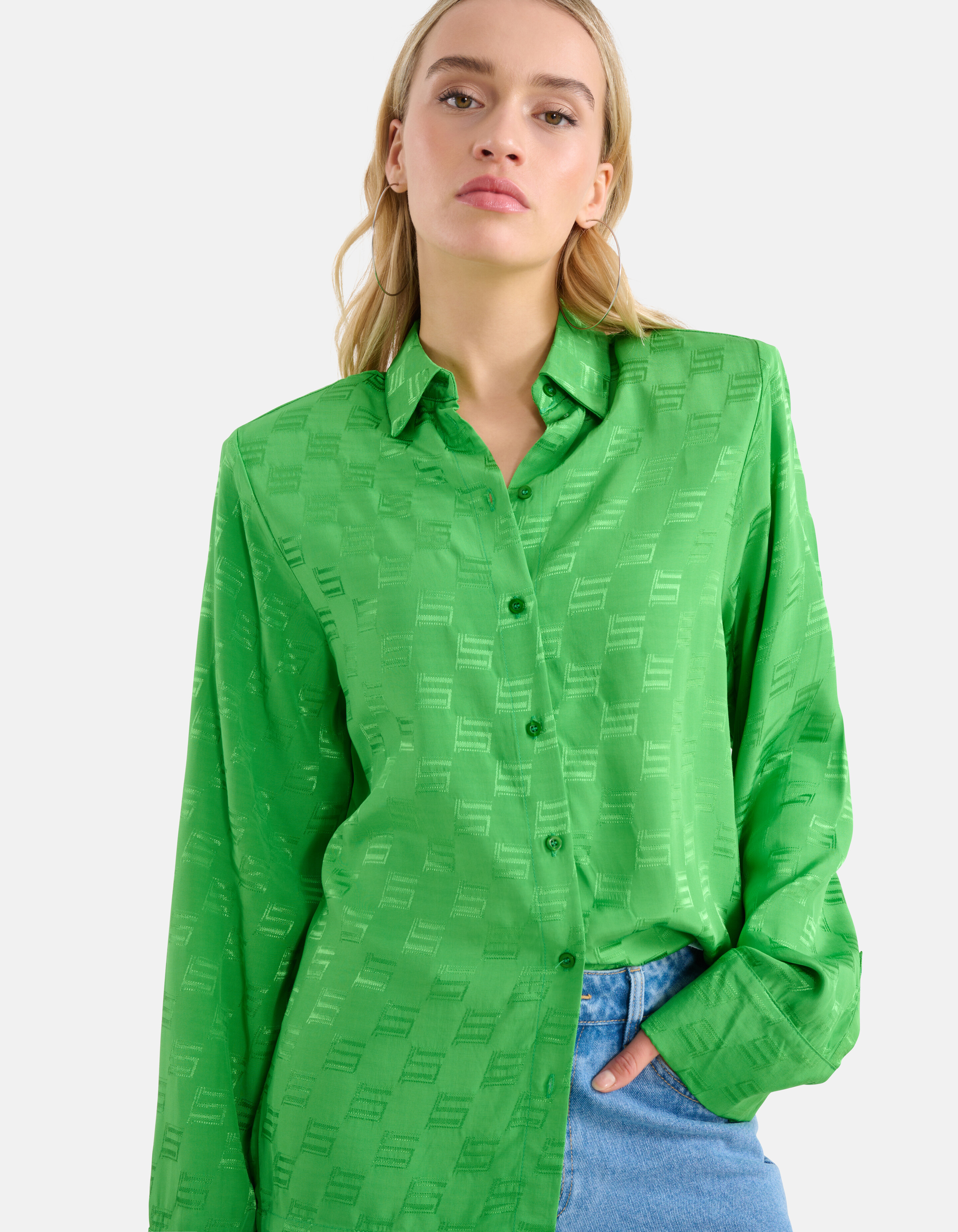 Jacquard Blouse Groen SHOEBY WOMEN