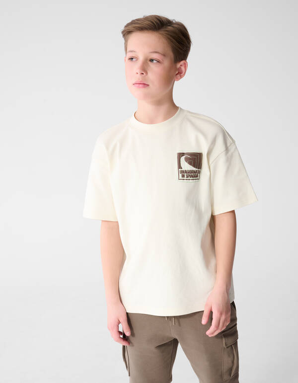 Spiaggia Artwork T-shirt Gebroken Wit SHOEBY BOYS