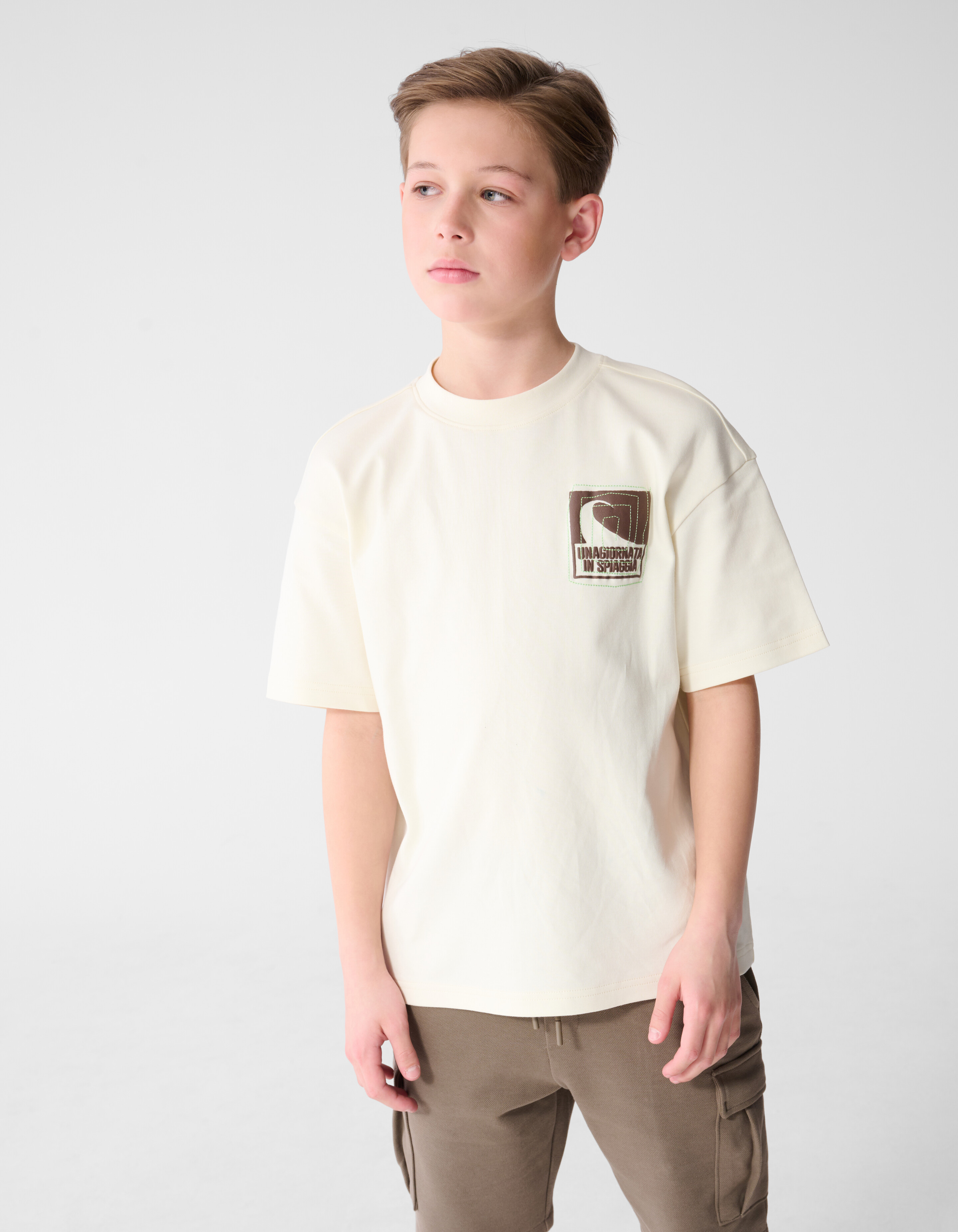 Spiaggia Artwork T-shirt Gebroken Wit SHOEBY BOYS