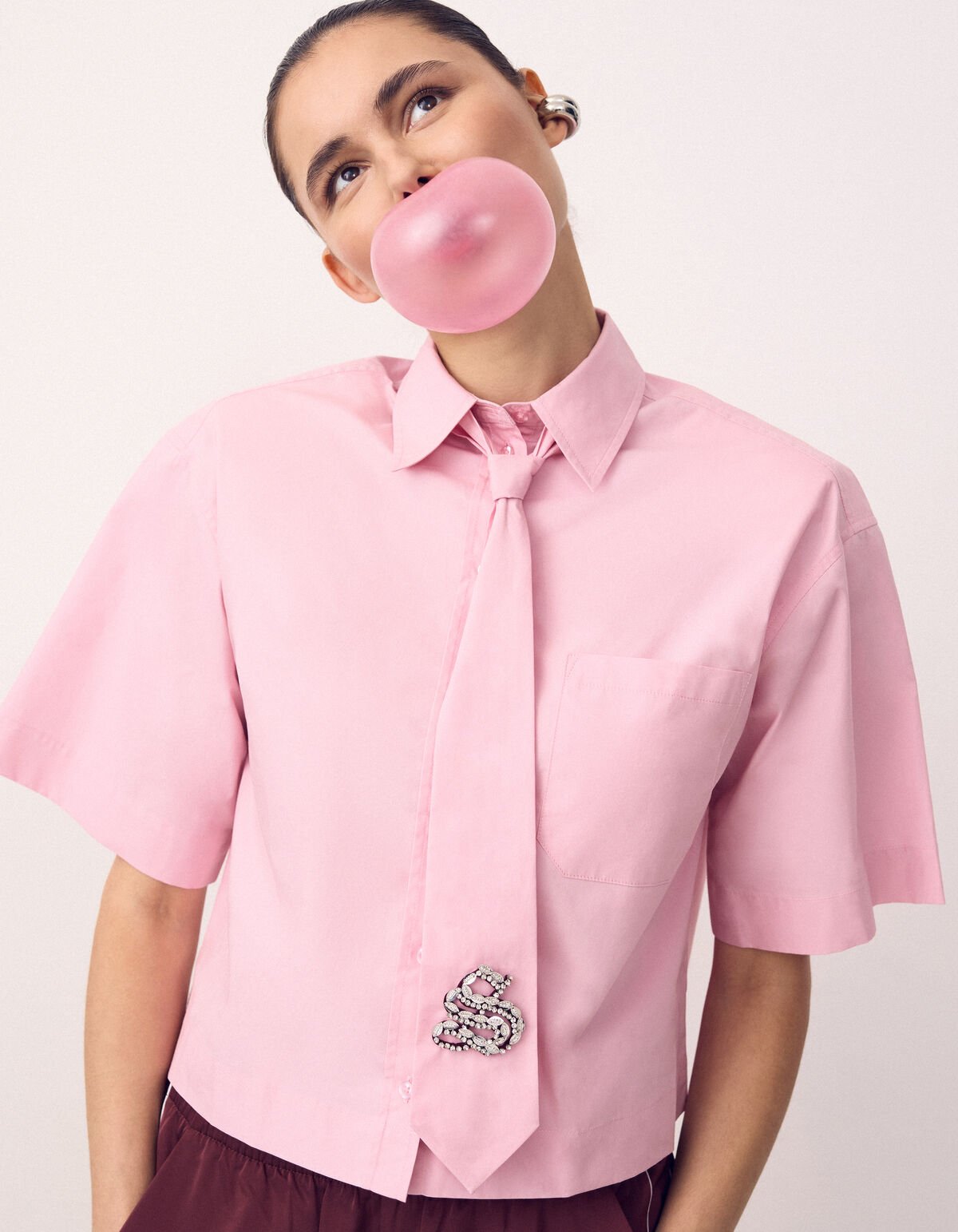 Oversized Stropdas Blouse Roze SHOEBY WOMEN