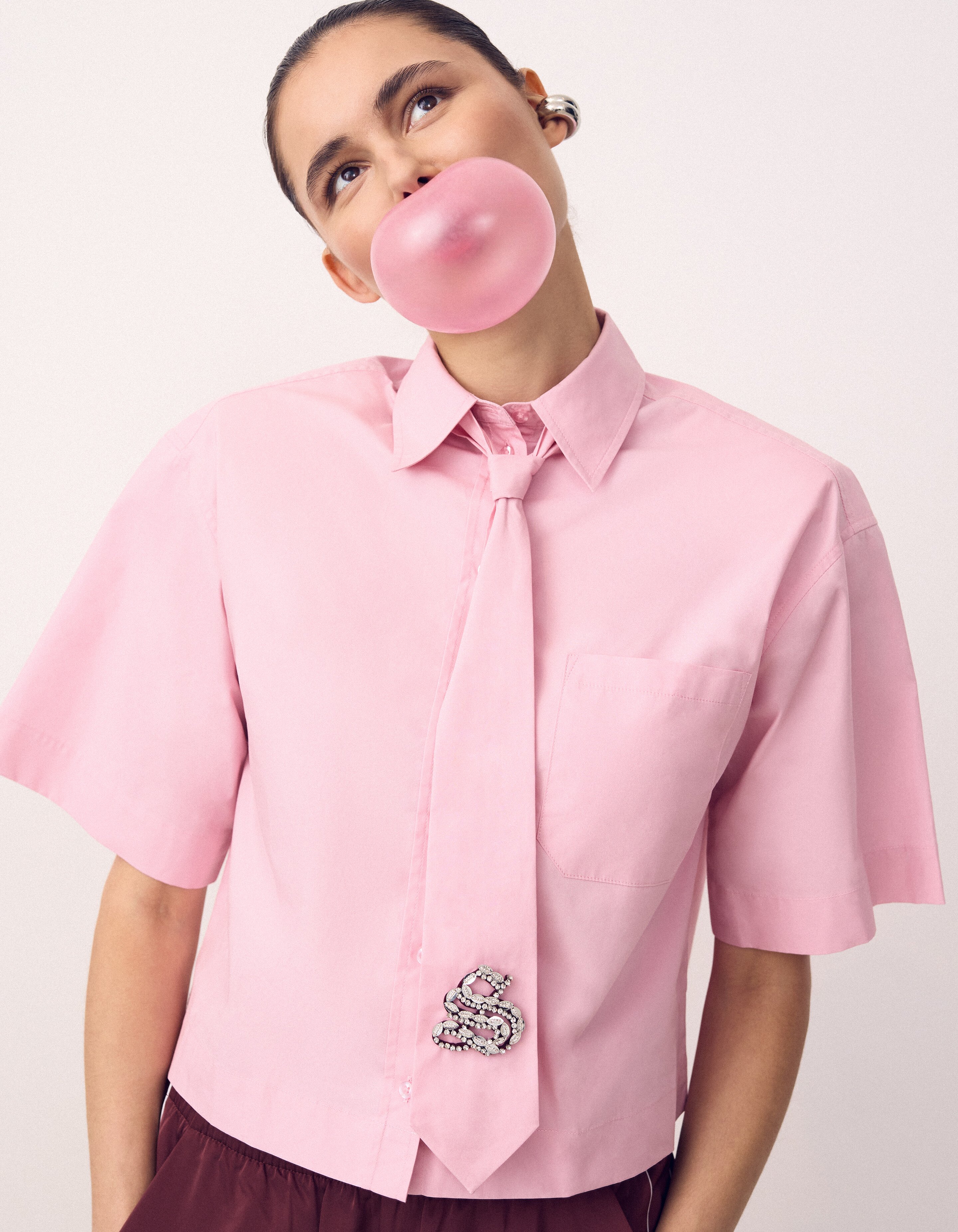 Oversized Stropdas Blouse Roze SHOEBY WOMEN