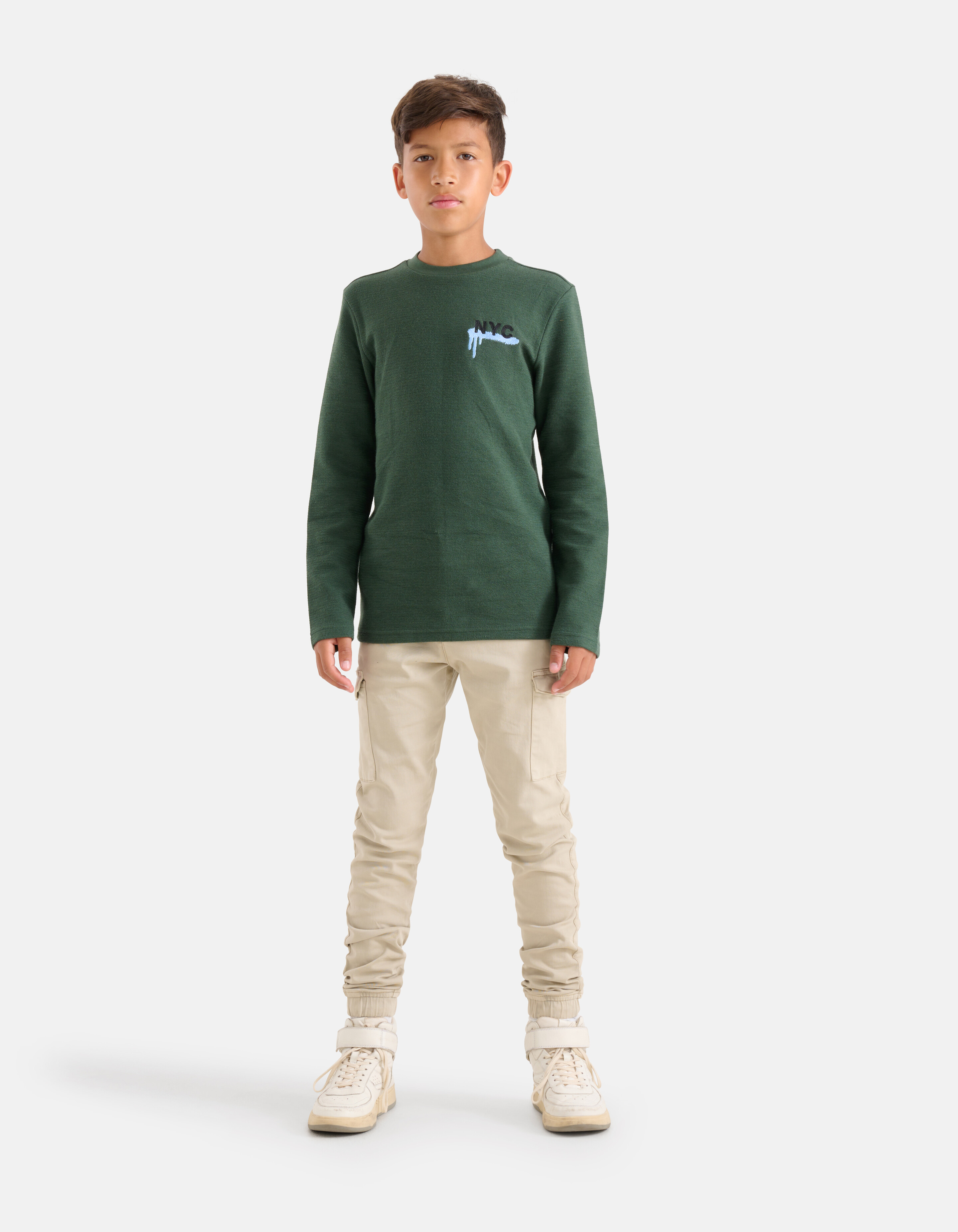 Structuur Longsleeve Donkergroen SHOEBY BOYS