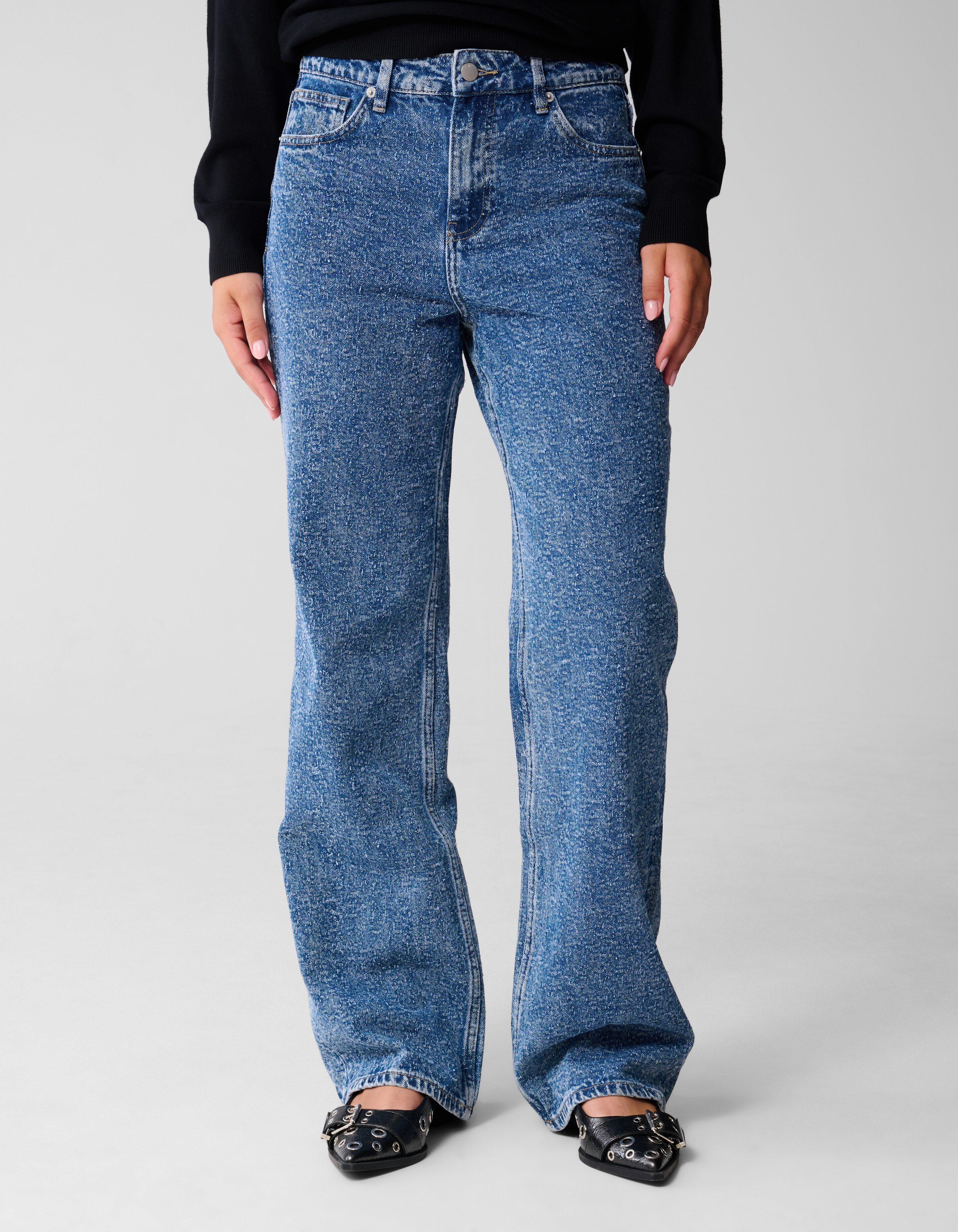 Structuur Wide Leg Jeans Mediumstone SHOEBY WOMEN