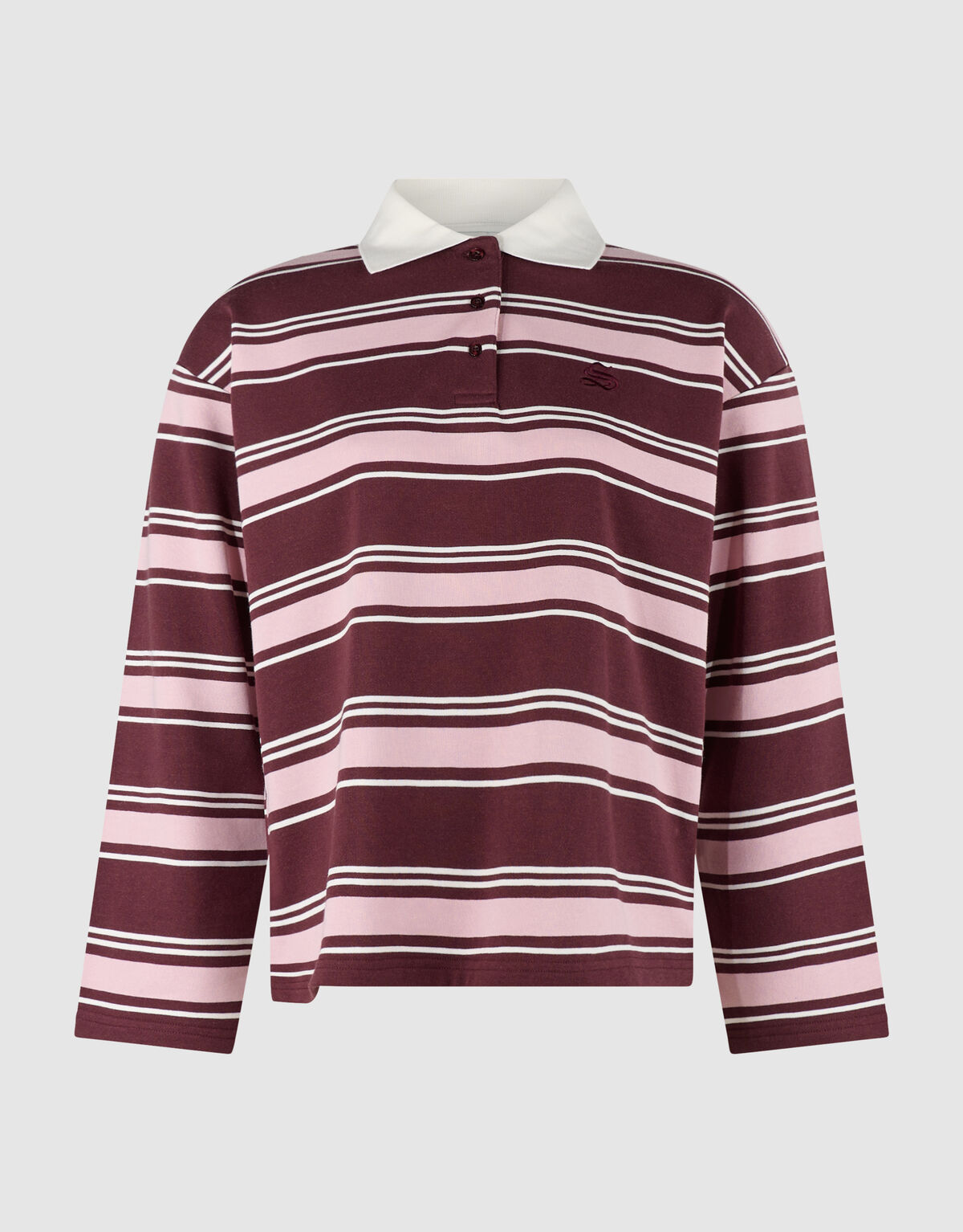 Gestreepte Polo Longsleeve Donkerrood SHOEBY WOMEN