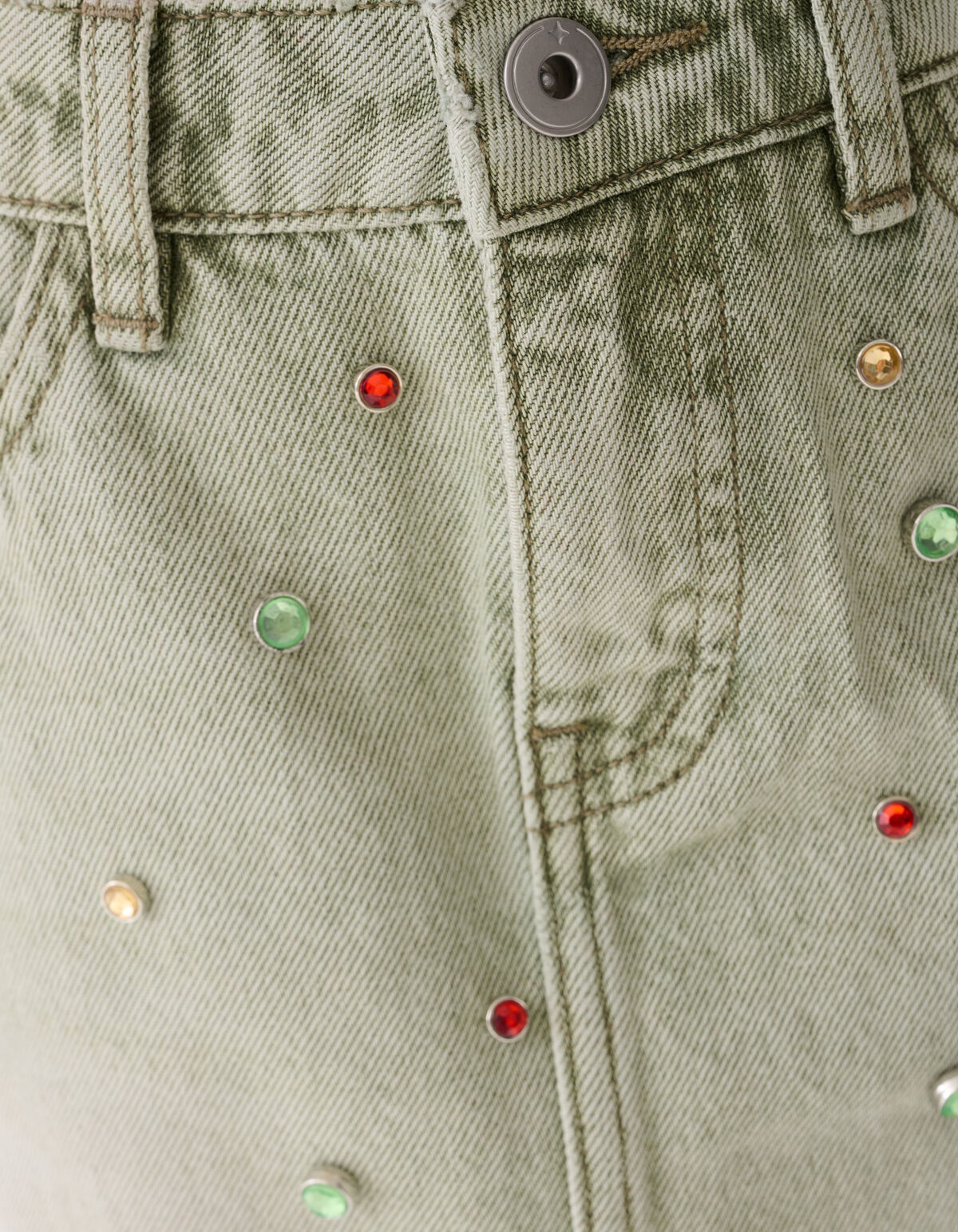Rhinestone Denim Rok Groen SHOEBY GIRLS