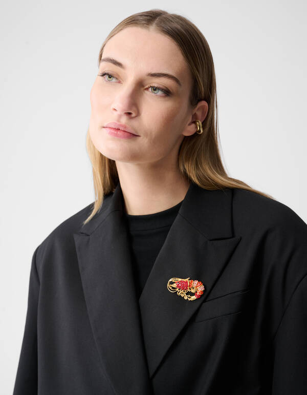 Strass Garnaal Broche Goud SHOEBY ACCESSOIRES