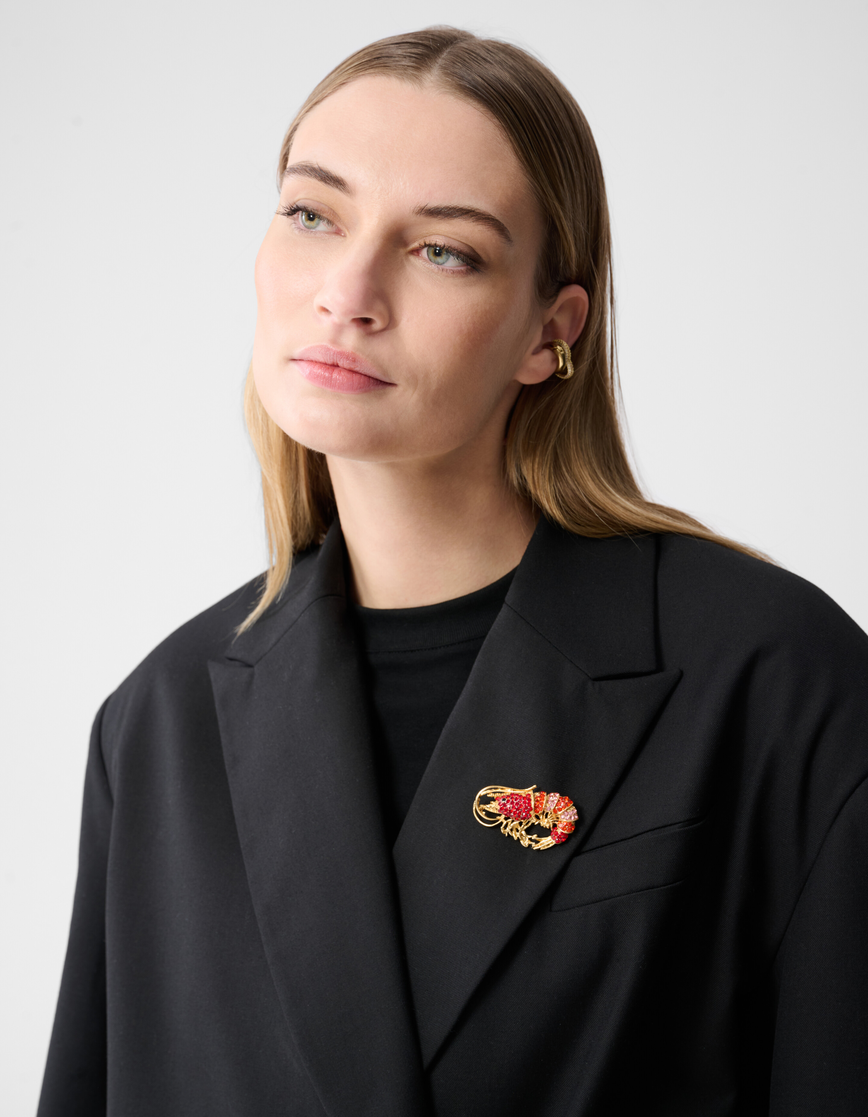 Strass Garnaal Broche Goud SHOEBY ACCESSOIRES