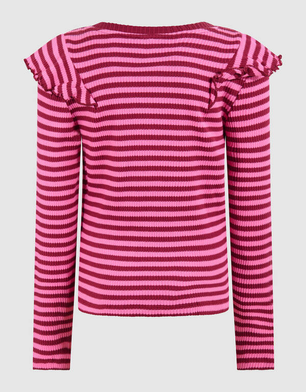Striped Ruffle Top Donkerrood SHOEBY GIRLS