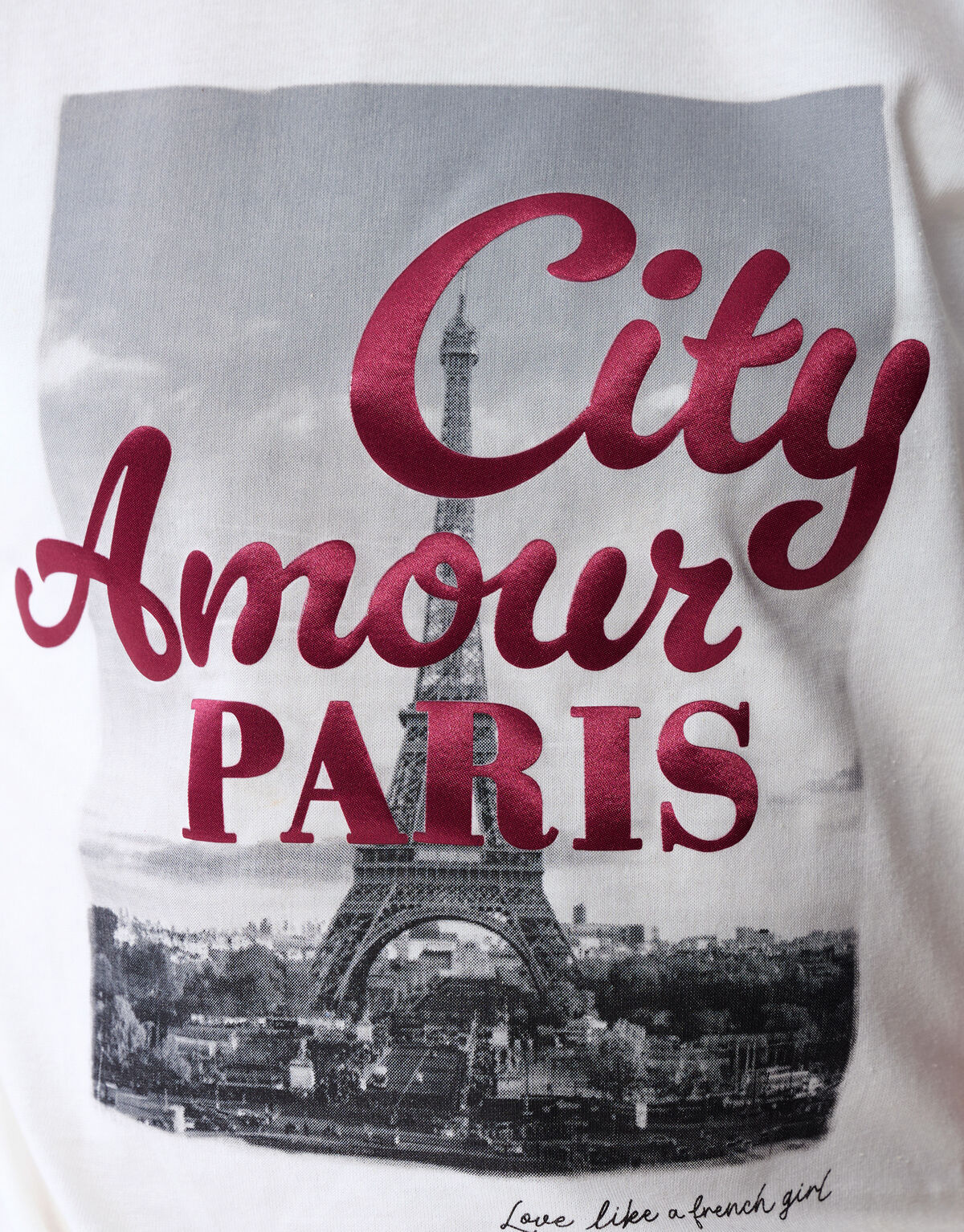 Paris Shiny Artwork T-shirt Gebroken Wit SHOEBY GIRLS