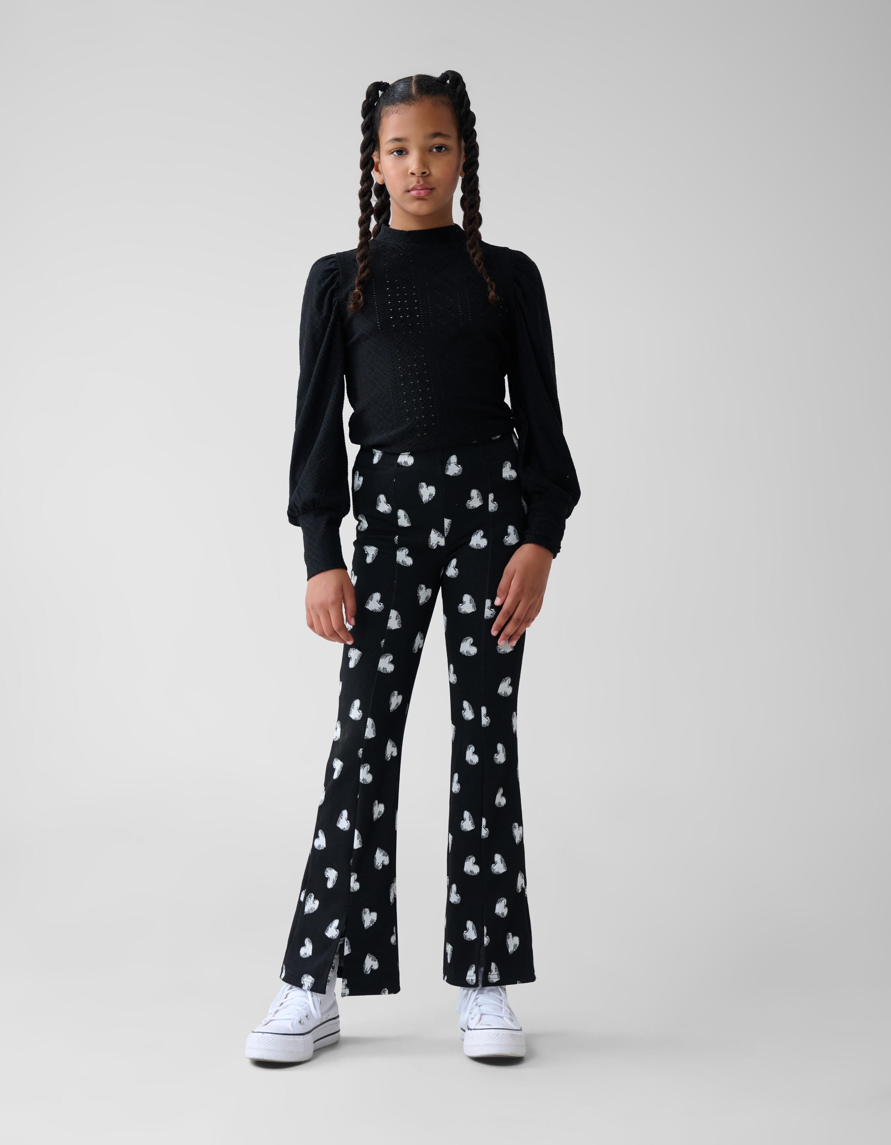 Heart Printed Flared Legging Zwart SHOEBY GIRLS