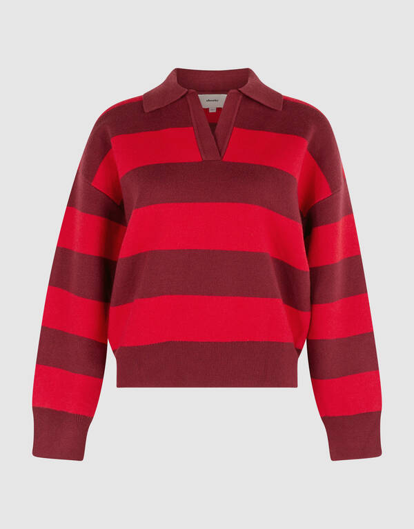 Gestreepte Gebreide Polo Rood SHOEBY WOMEN