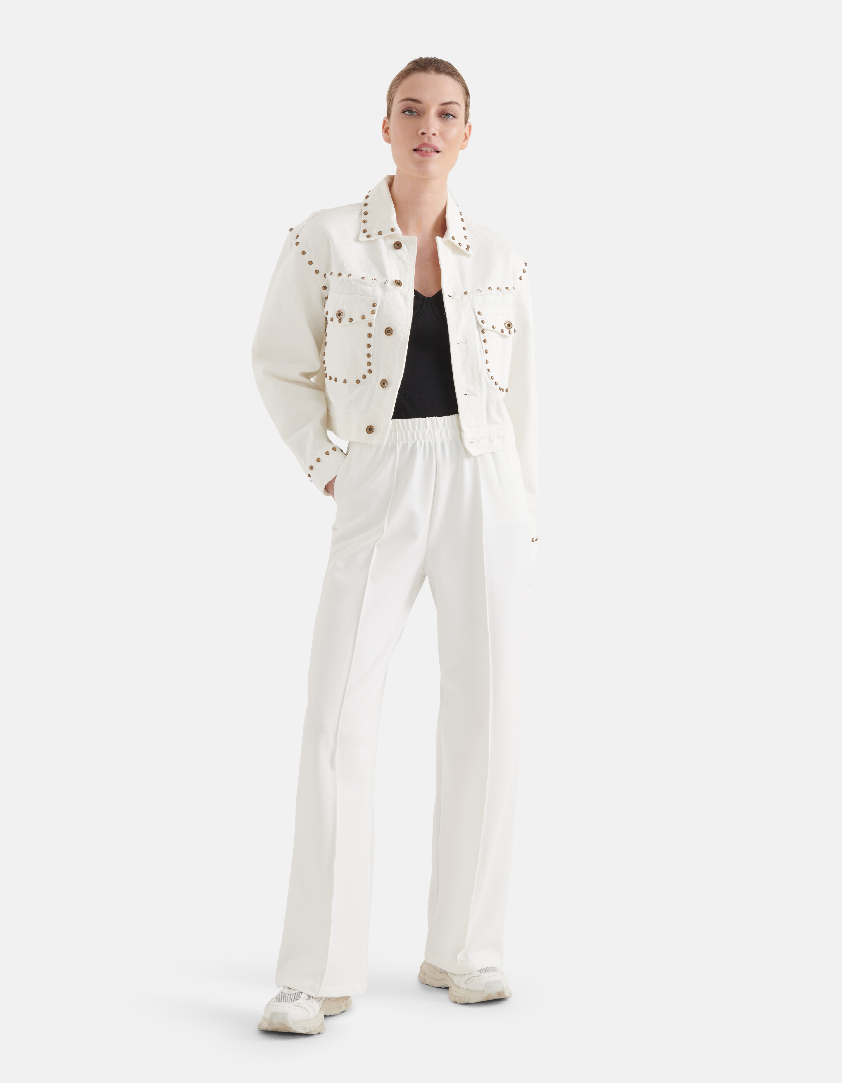 Basis Wide Leg Broek Gebroken Wit SHOEBY WOMEN