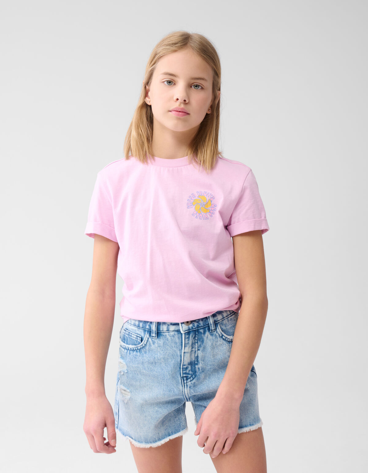 Fruit Embroidery T-shirt Lichtpaars SHOEBY GIRLS