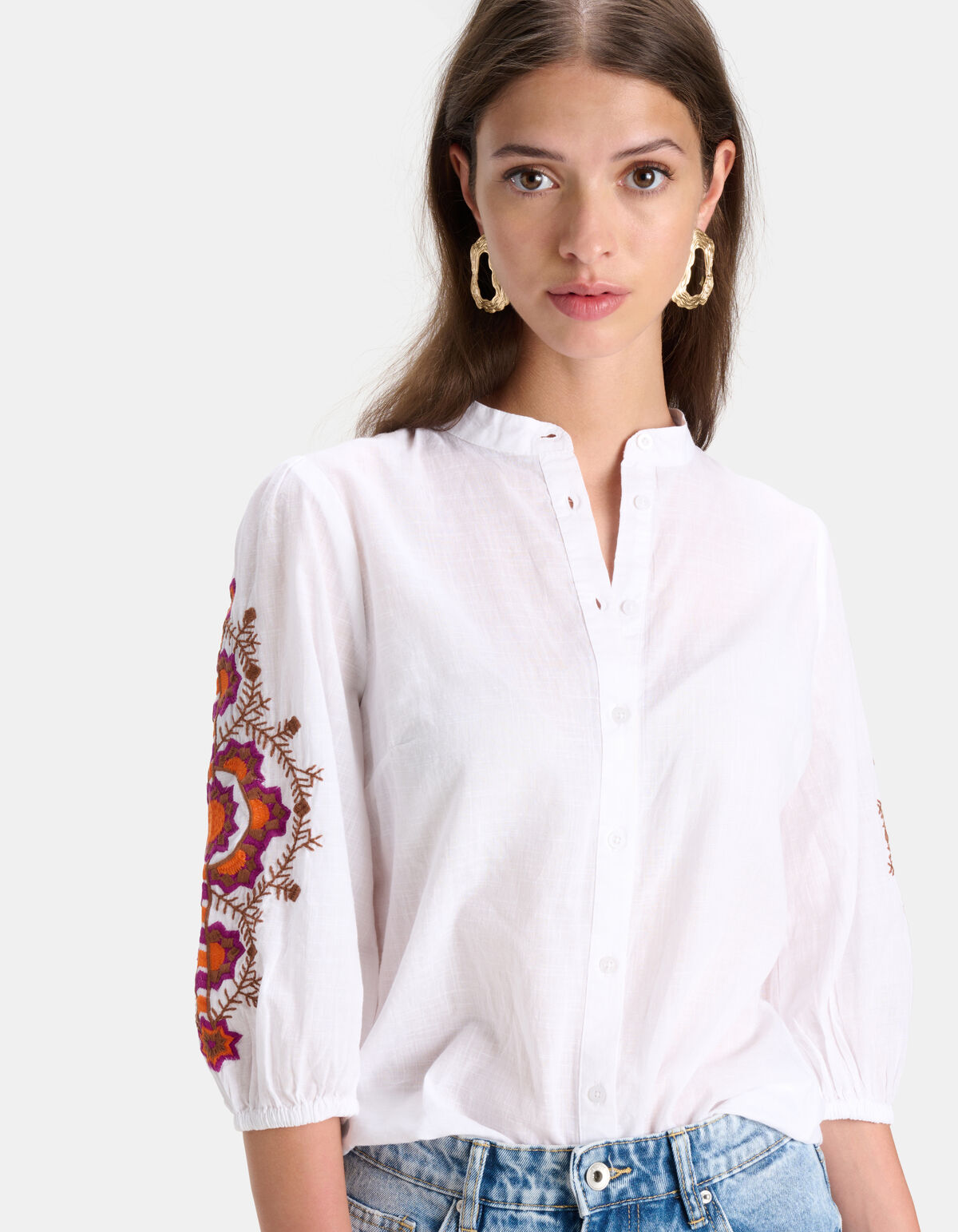 Coco Sleeve Blouse Wit/Paars SHOEBY WOMEN