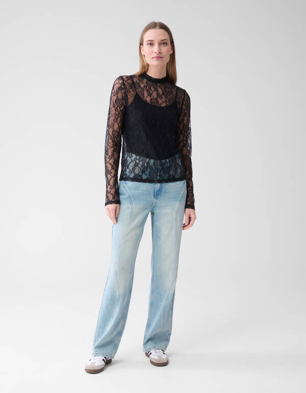 Kanten Bloem Top Zwart SHOEBY WOMEN