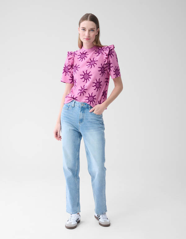 Crinkle Ruffle Top Roze SHOEBY WOMEN