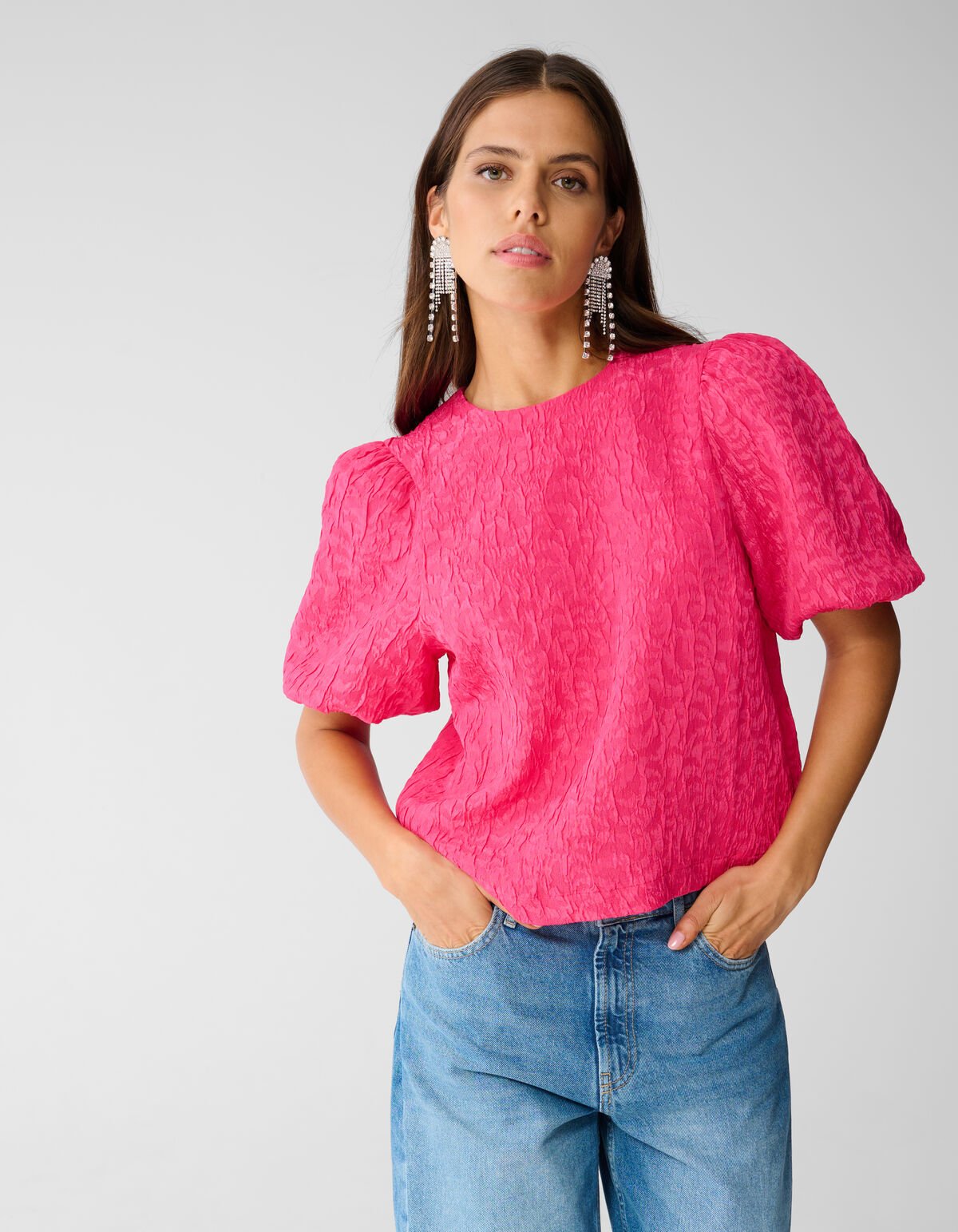 Jacquard Structuur Top Roze SHOEBY WOMEN