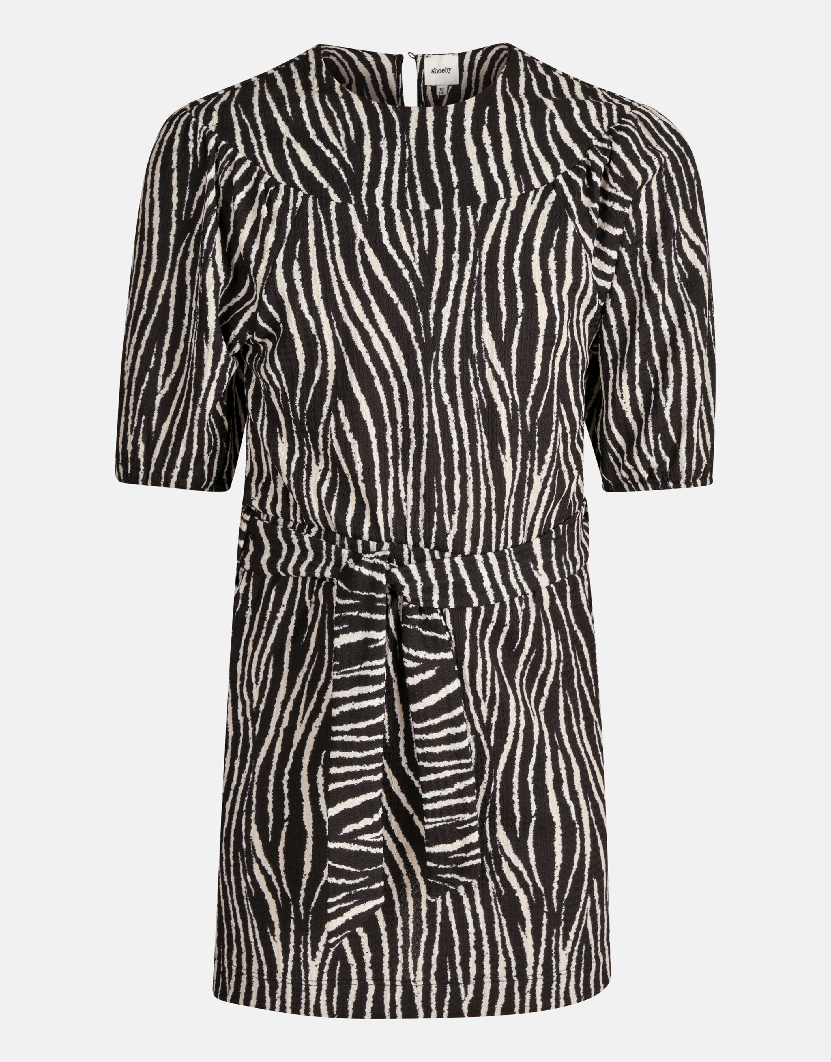 Zebra Crinkle Jurk Zwart/Wit SHOEBY GIRLS