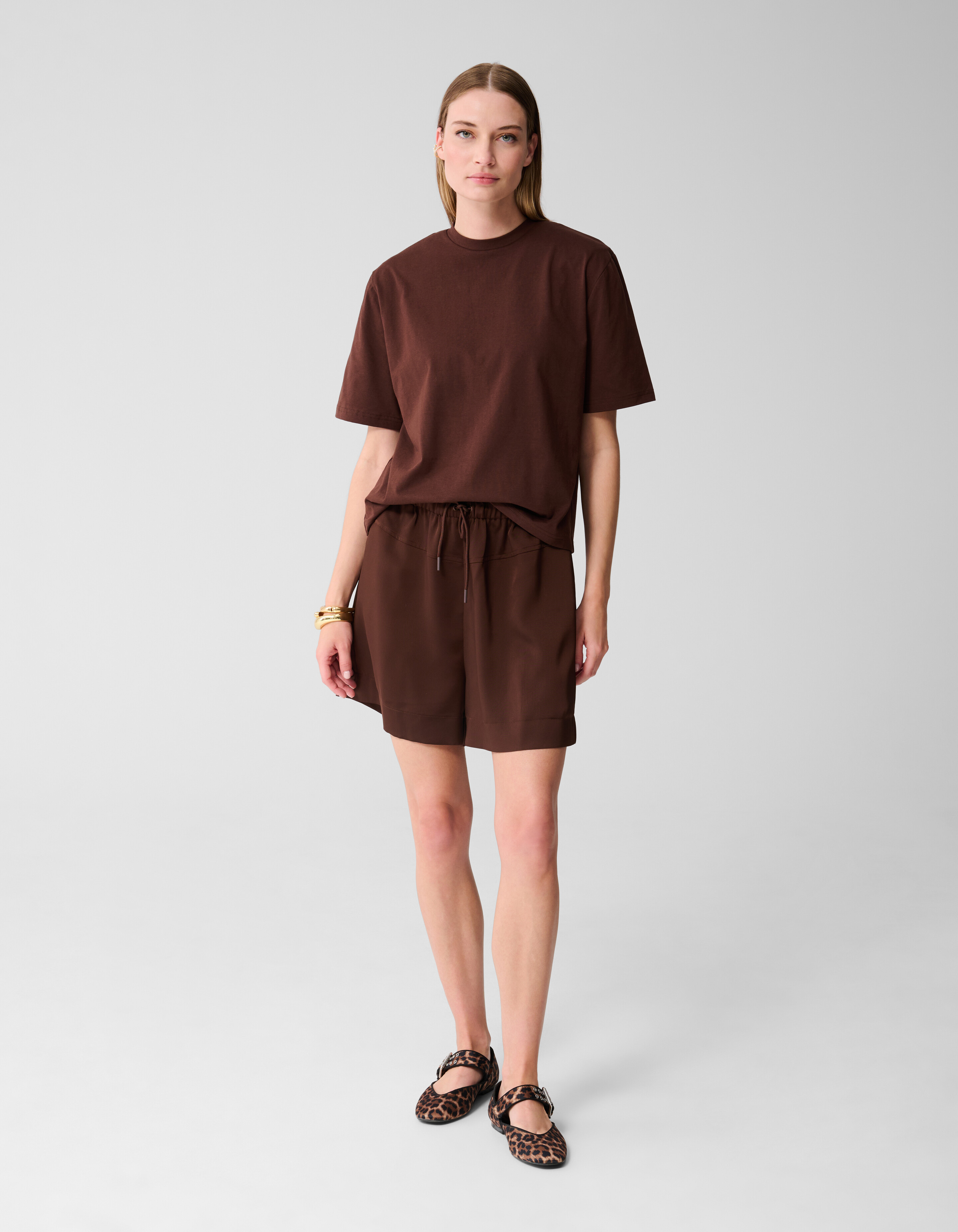 Padded T-shirt Donkerbruin SHOEBY WOMEN