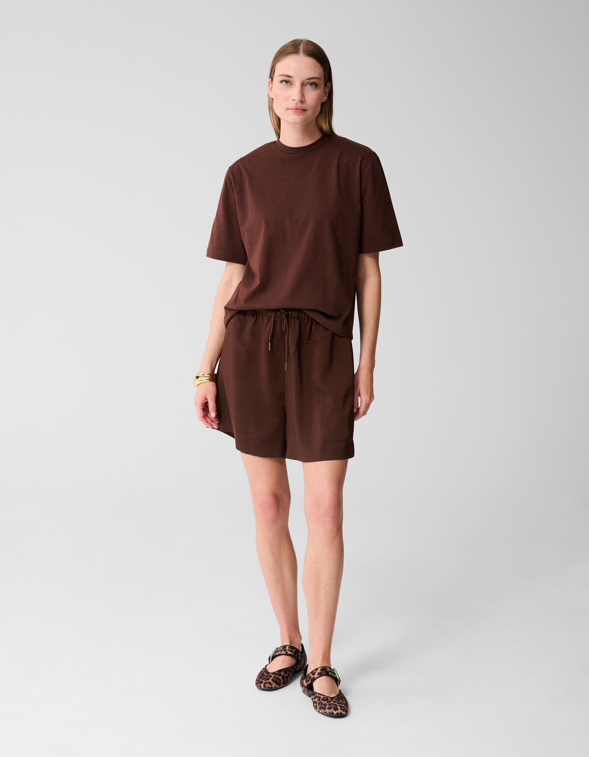 Padded T-shirt Donkerbruin SHOEBY WOMEN